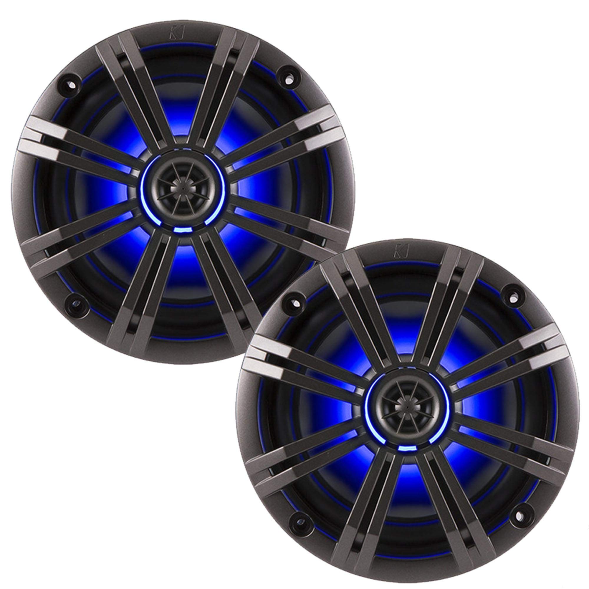 Kicker 6.5 Inch KM-Series LED Marine Speakers 41KM654LCW (Pair) - Waterproof Boat Audio System for Outdoor Boating, Pool Parties & Marine Entertainment