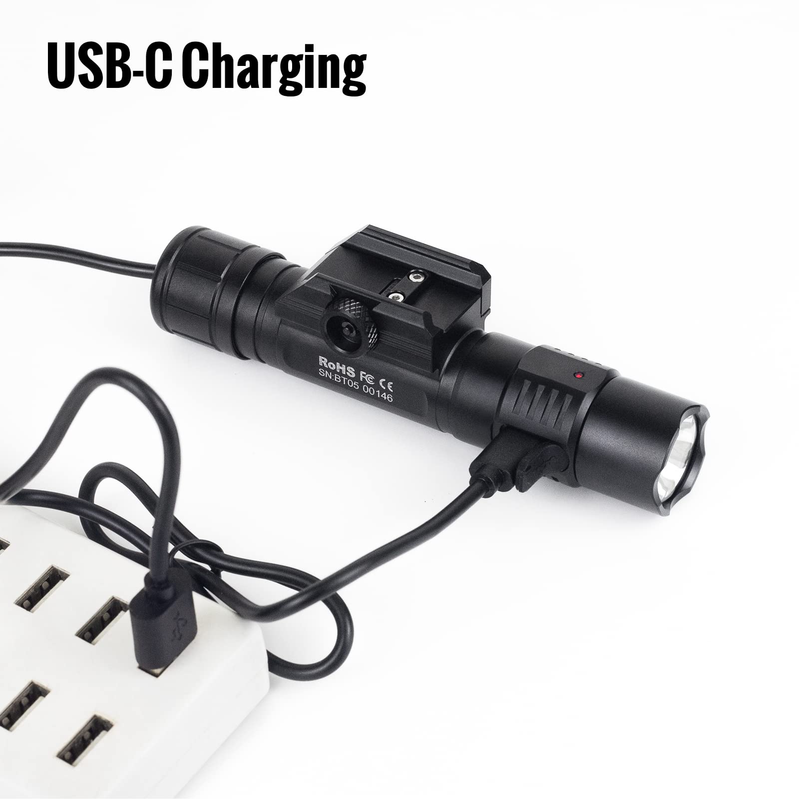 ThruNite Ratel Weaponlight Max 1635 Lumens USB-C Rechargeable Tactical Flashlight with 1913 Picatinny Rail Mount - Cool White - Ideal for Hunting, Camping, Home Defense & Emergency Preparedness