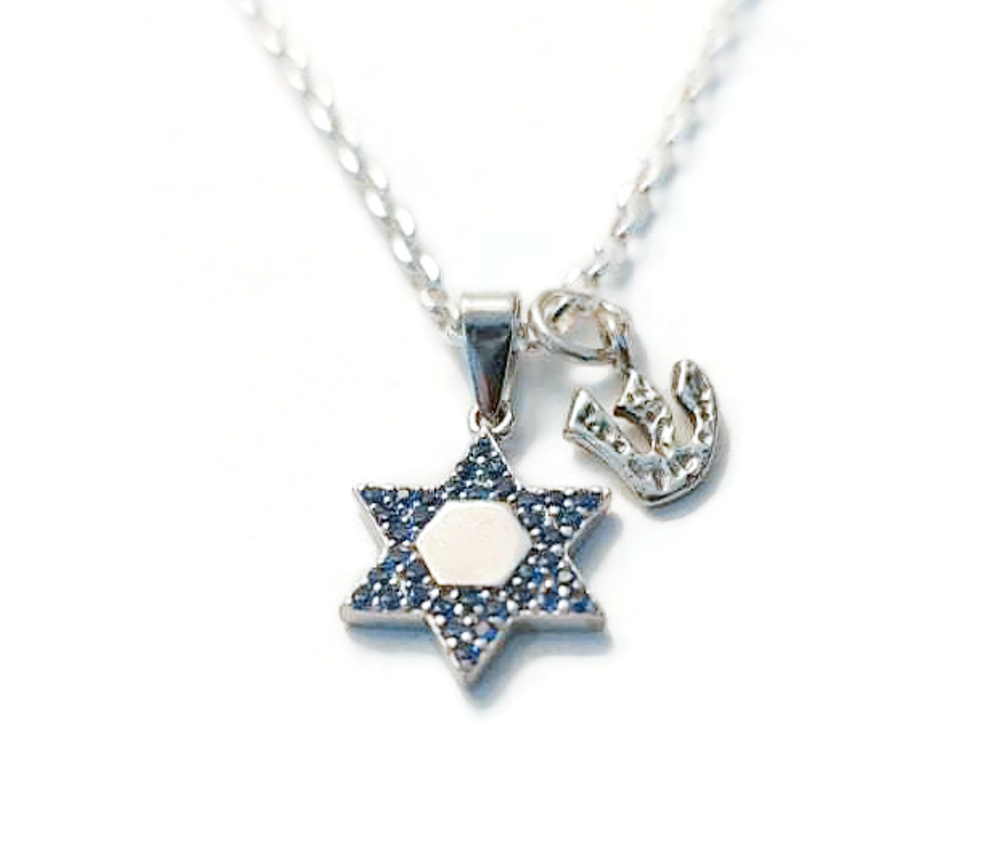 Star of David Hebrew Necklace - Blue Zircon Personalized Hebrew Initial Pendant, Tiny Silver Magen David Charm, Meaningful Jewish Gift for Women & Men | Perfect for Hanukkah, Bar Mitzvah & Spiritual Occasions