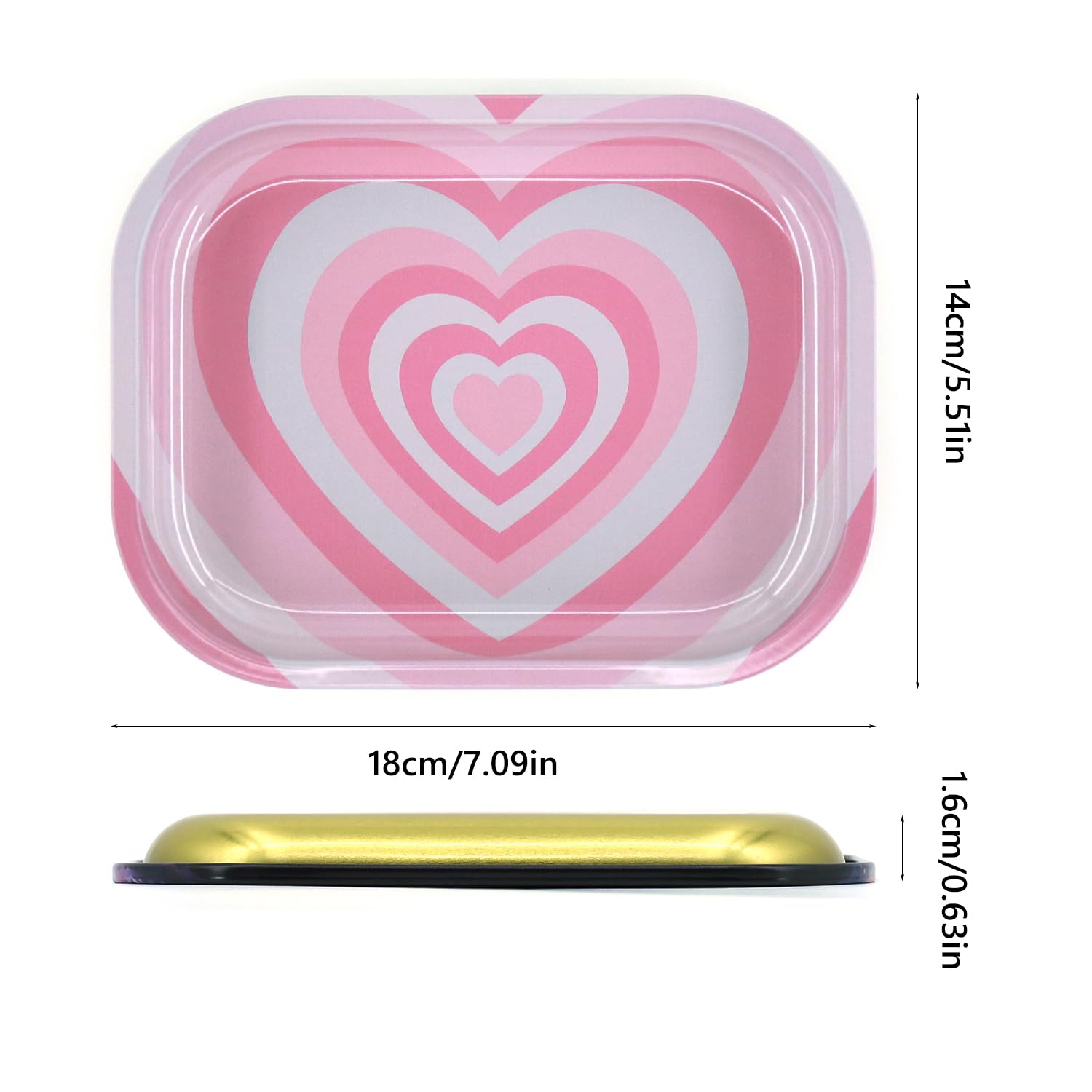Dusty Pink Heart Rolling Tray - 7 x 5.5 Inch Medium Size Rolling Tray for Herbs & Smoking Accessories | Perfect Gift for Women, Home Use & Travel | Aesthetic Rolling Tray for Weed, Tobacco & DIY Projects