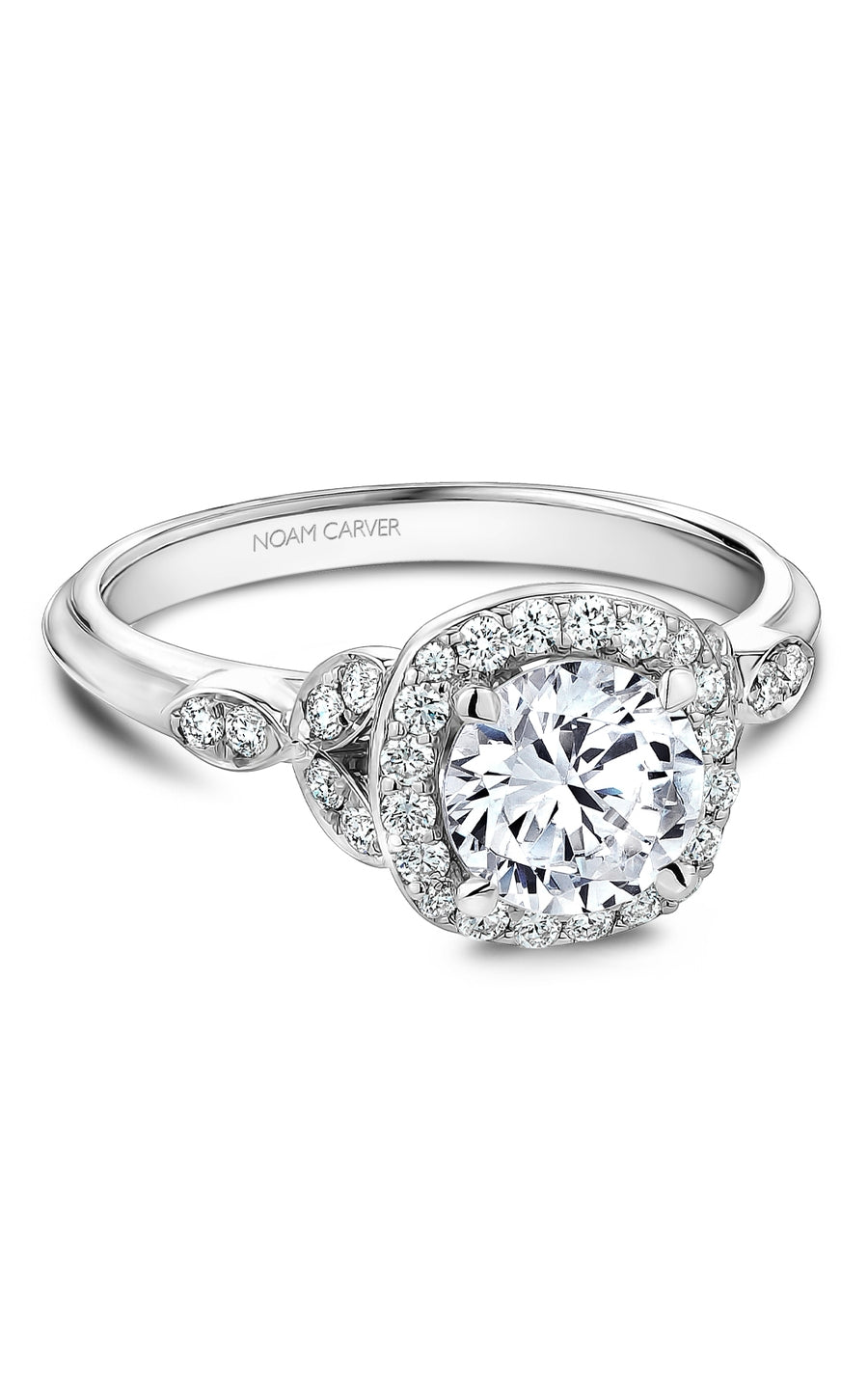 Noam Carver B510 01A Diamond Engagement Ring for Women - 14K White Gold Bridal Wedding Band, Perfect for Proposals, Anniversaries & Special Occasions