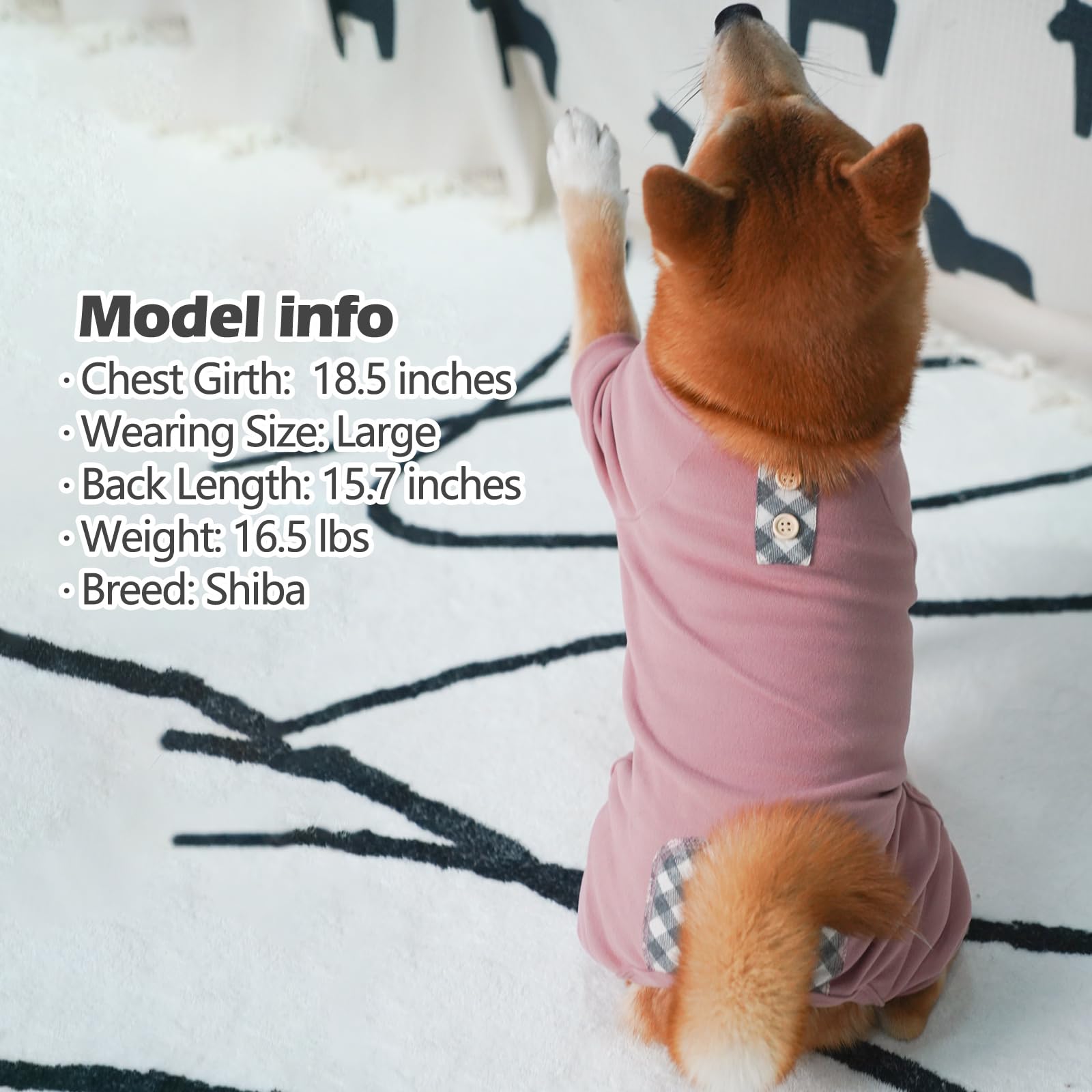 KYEESE Lightweight Stretchy Dog Sweater - Soft Skin-Friendly Plaid Dog Onesie for Small Dogs - Dog PJs, Jumpsuit & Pet Apparel (Dusty Pink, Size M) - Perfect for Indoor Lounging, Outdoor Walks & Photo Shoots