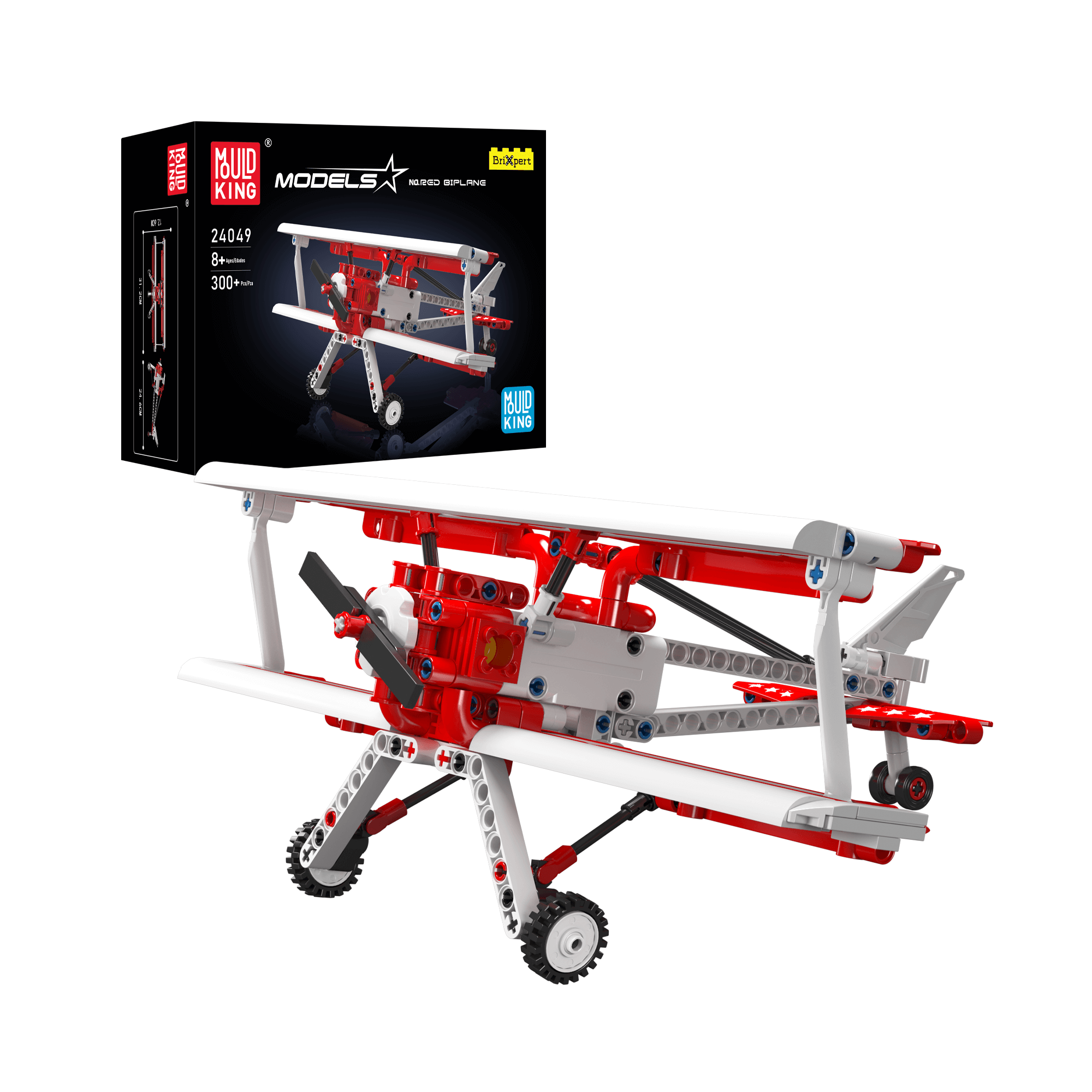 Mould King 24049 Red Ciplane Model Building Set - 300 Piece DIY Airplane Toy Kit for Kids & Adults | STEM Educational Toy, Creative Gift for Aviation Enthusiasts | Perfect for Home Decoration, School Projects & Collectors