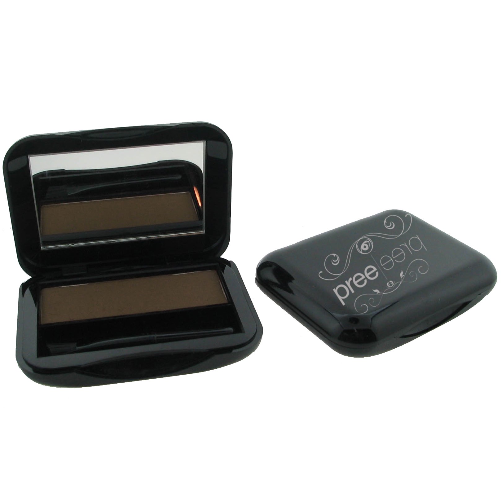 Pree Brush A Brow Pressed Powder - Black/Brown Eyebrow Makeup for Natural Looking Brows & Hair Roots | Perfect for Daily Use, Touch-Ups & Professional Makeup Looks