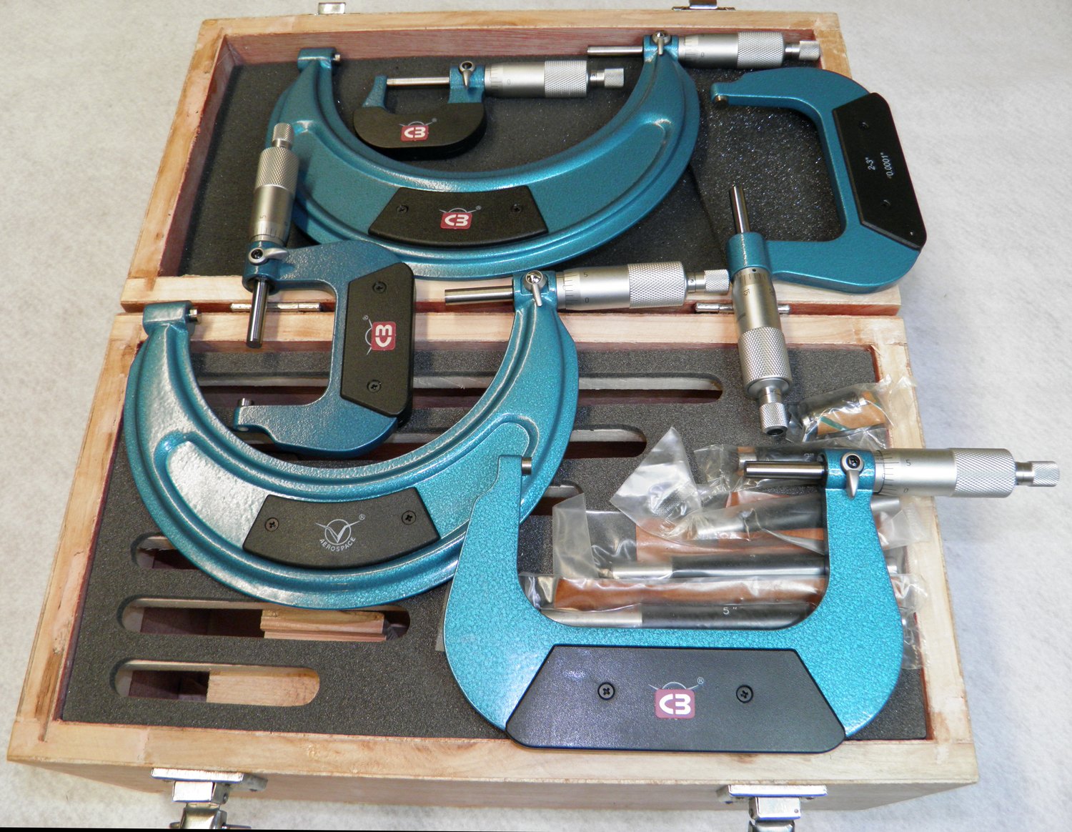 6-Piece Standard Micrometer Set (0-6 Inch) - Precision Measuring Tools for Metalworking, Machining & Engineering Applications