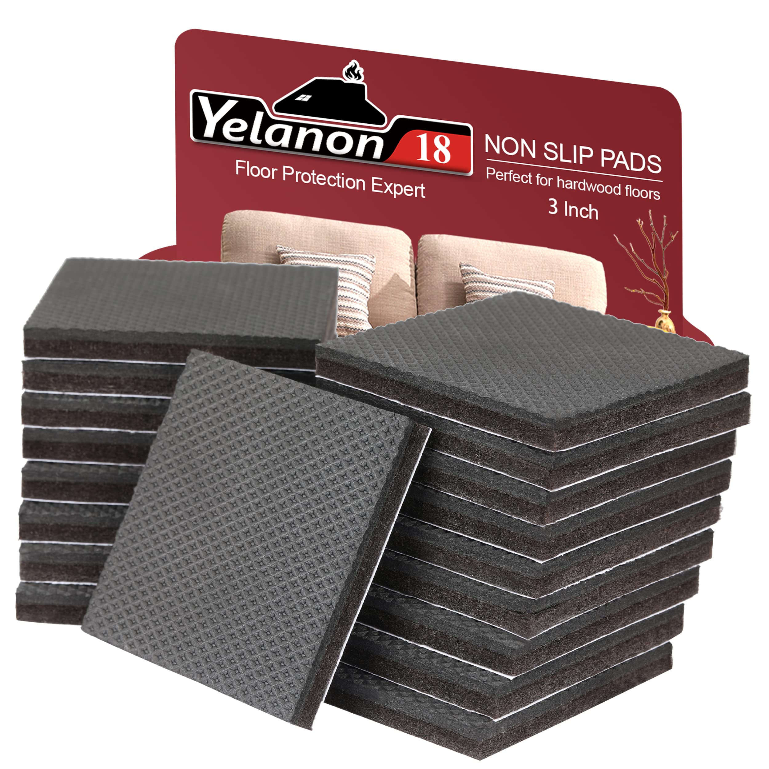 Yelanon 18-Piece Non-Slip Furniture Pads for Hardwood Floors - 3