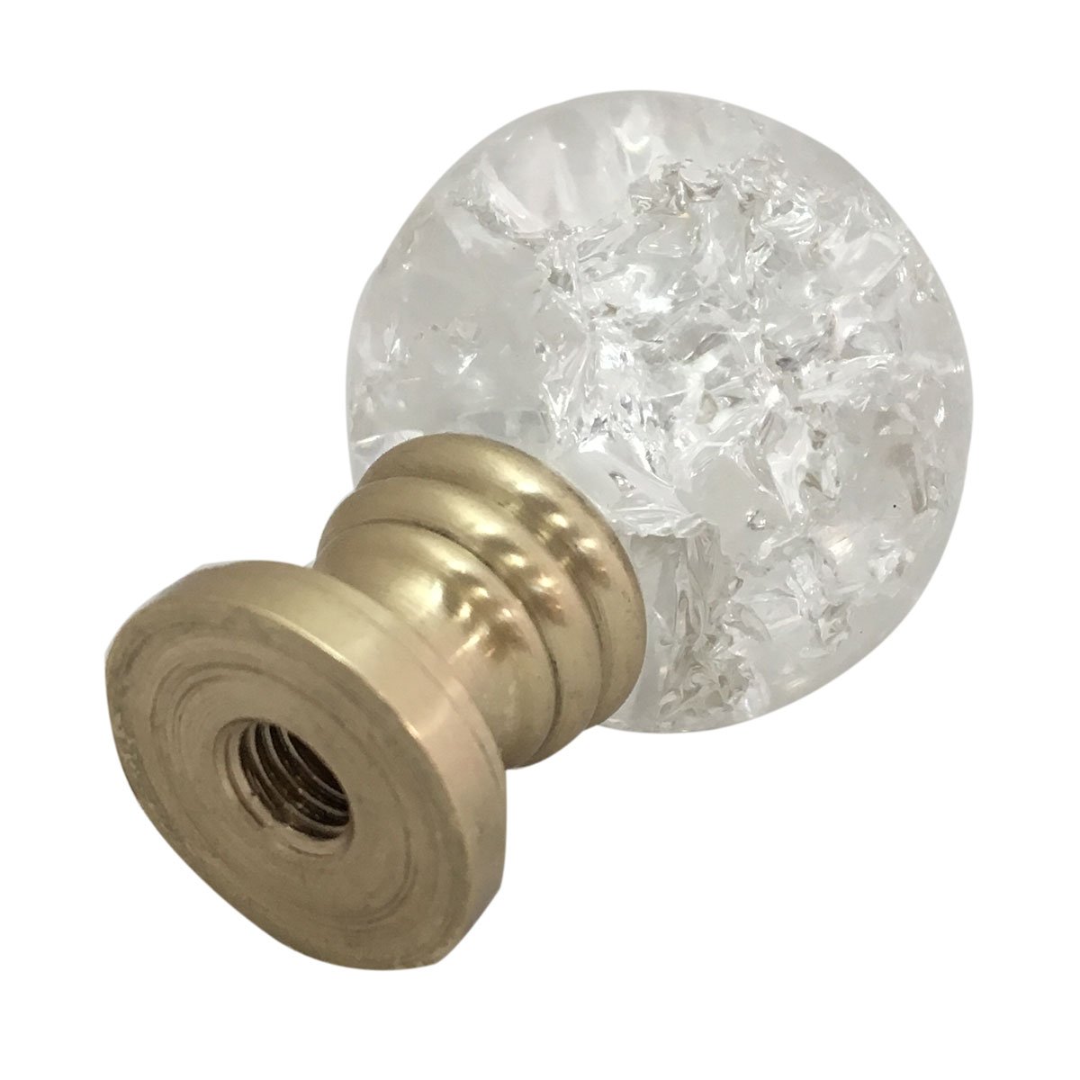 Royal Designs Inc. Small Crackle Texture K9 Crystal Clear Lamp Shade Finial - F-504C-1 in Polished Brass | Elegant Lighting Accent for Home Decor, Bedroom & Living Room Lamps