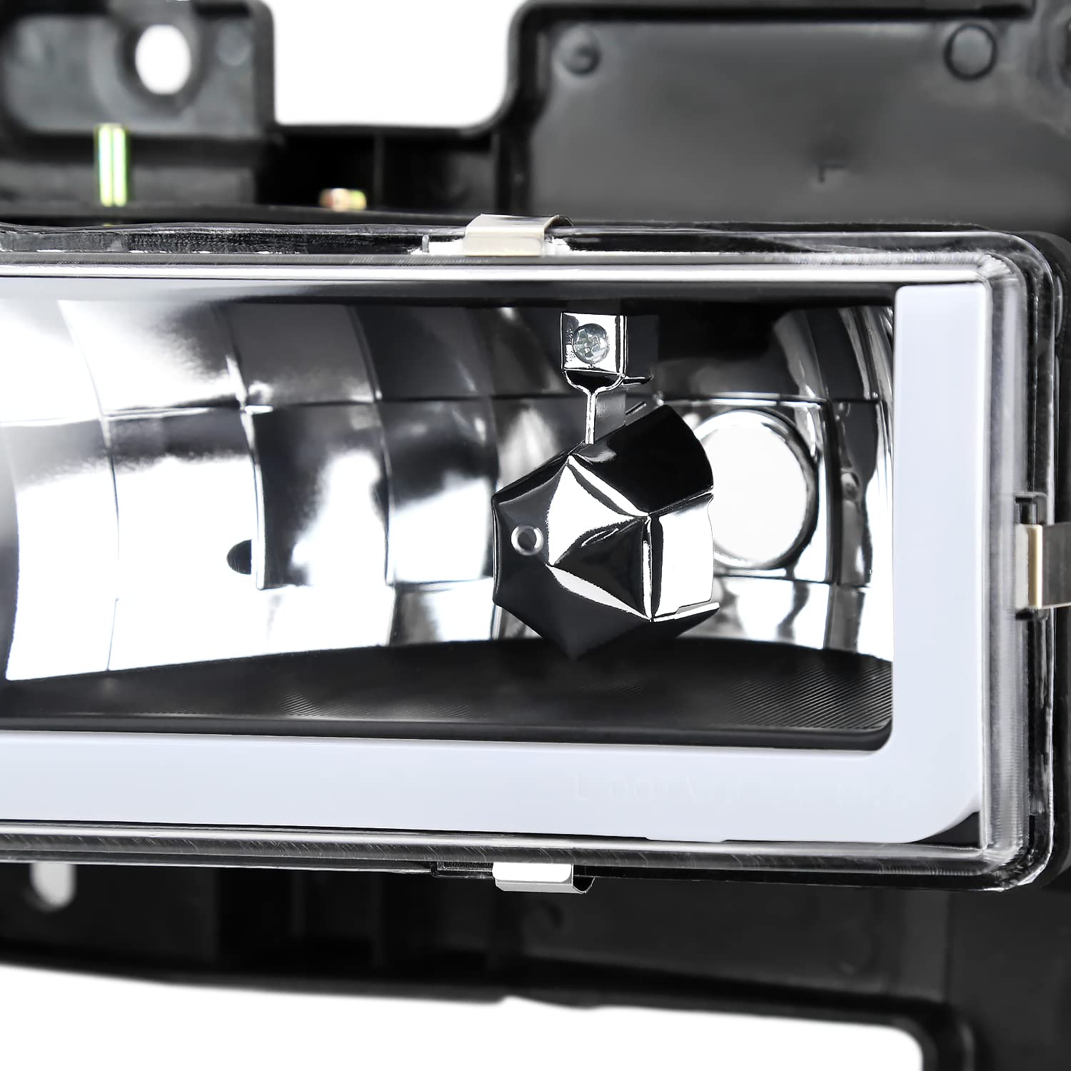 Spec-D Tuning Black LED Bar Headlights with Bumper & Corner Lights - Compatible with 1988-1993 GMC C10 C/K Suburban - Left & Right Pair Headlamp Assembly - Upgrade for Off-Road & Night Driving Visibility