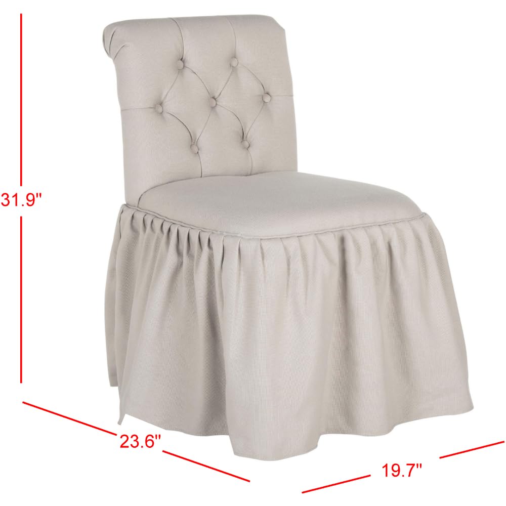 Safavieh Mercer Collection Allie Taupe Vanity Chair - Elegant Makeup Dressing Stool with Upholstered Seat for Bedroom, Boudoir & Vanity Area