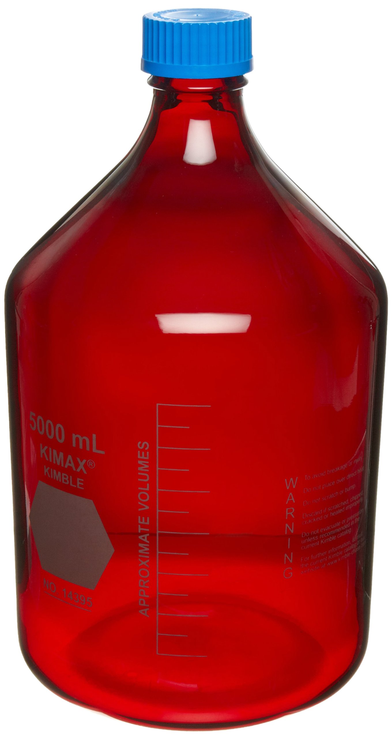 Kimble RAY-SORB 14399-2000 Borosilicate Glass Graduated GL-45 Media/Storage Bottle with Blue Polypropylene Cap - 2L Capacity - Ideal for Laboratory, Chemical Storage & Scientific Research
