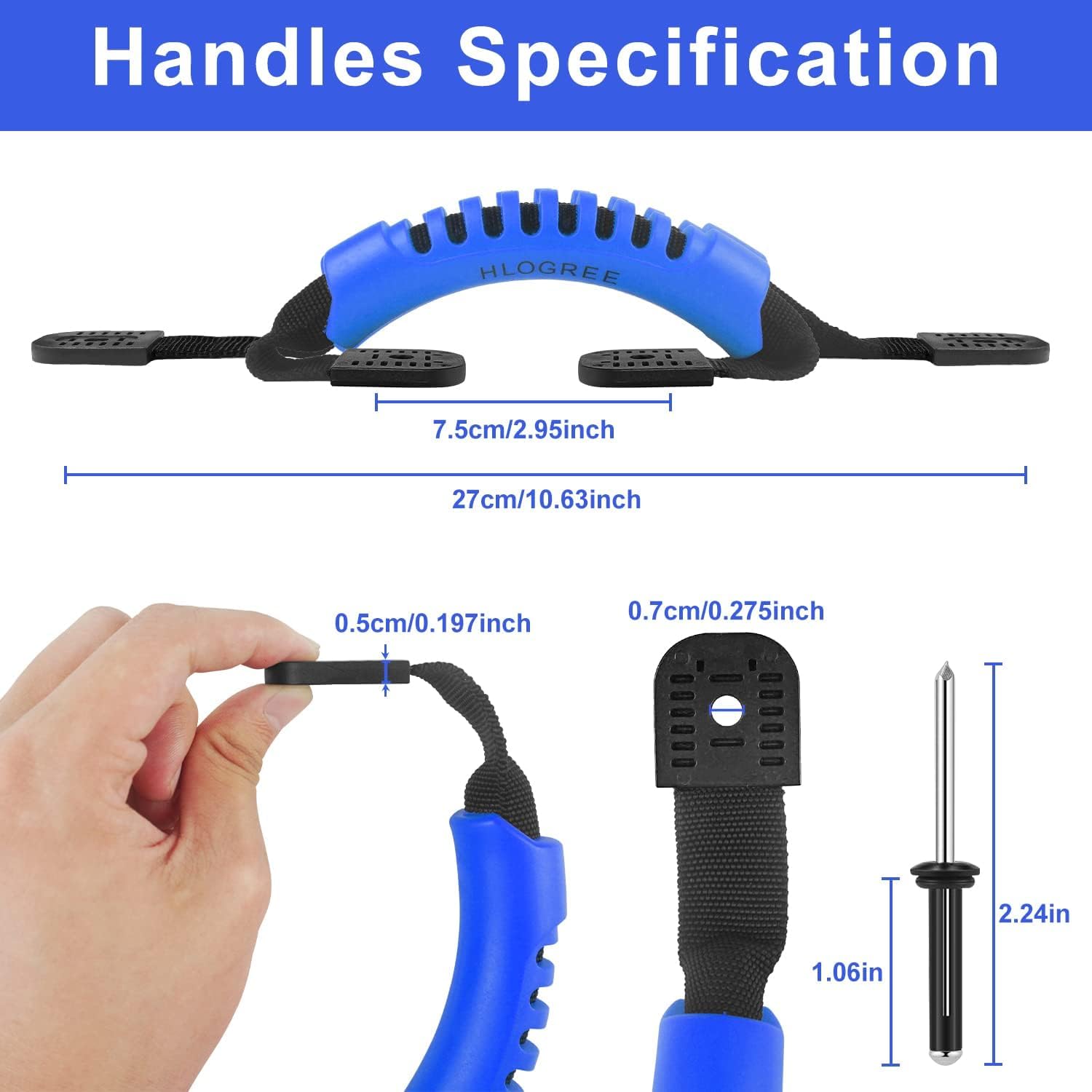 **HLOGREE Kayak Handles 2/4 Pack - Heavy Duty Kayak Carry Handles with Rivets for Easy Transport - Replacement Handles for Emotion, Pelican, Hobie, Lifetime, Sit-On-Top, Ocean & Wilderness Kayaks - Perfect for Kayaking, Fishing & Outdoor Adventures**