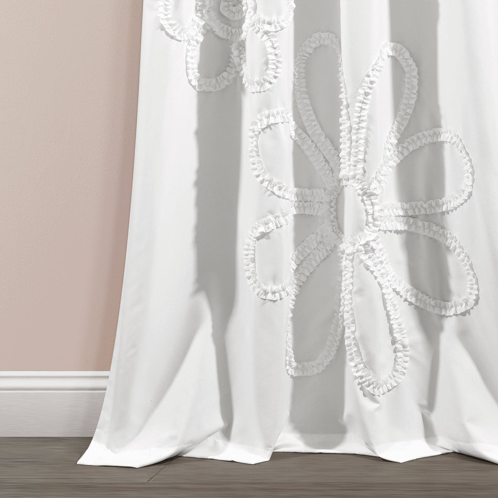 Elegant Ruffle Flower Window Curtain Panel Set - Soft Sheer Voile Drapes for Living Room, Bedroom & Nursery - Light Filtering & Privacy Window Treatments