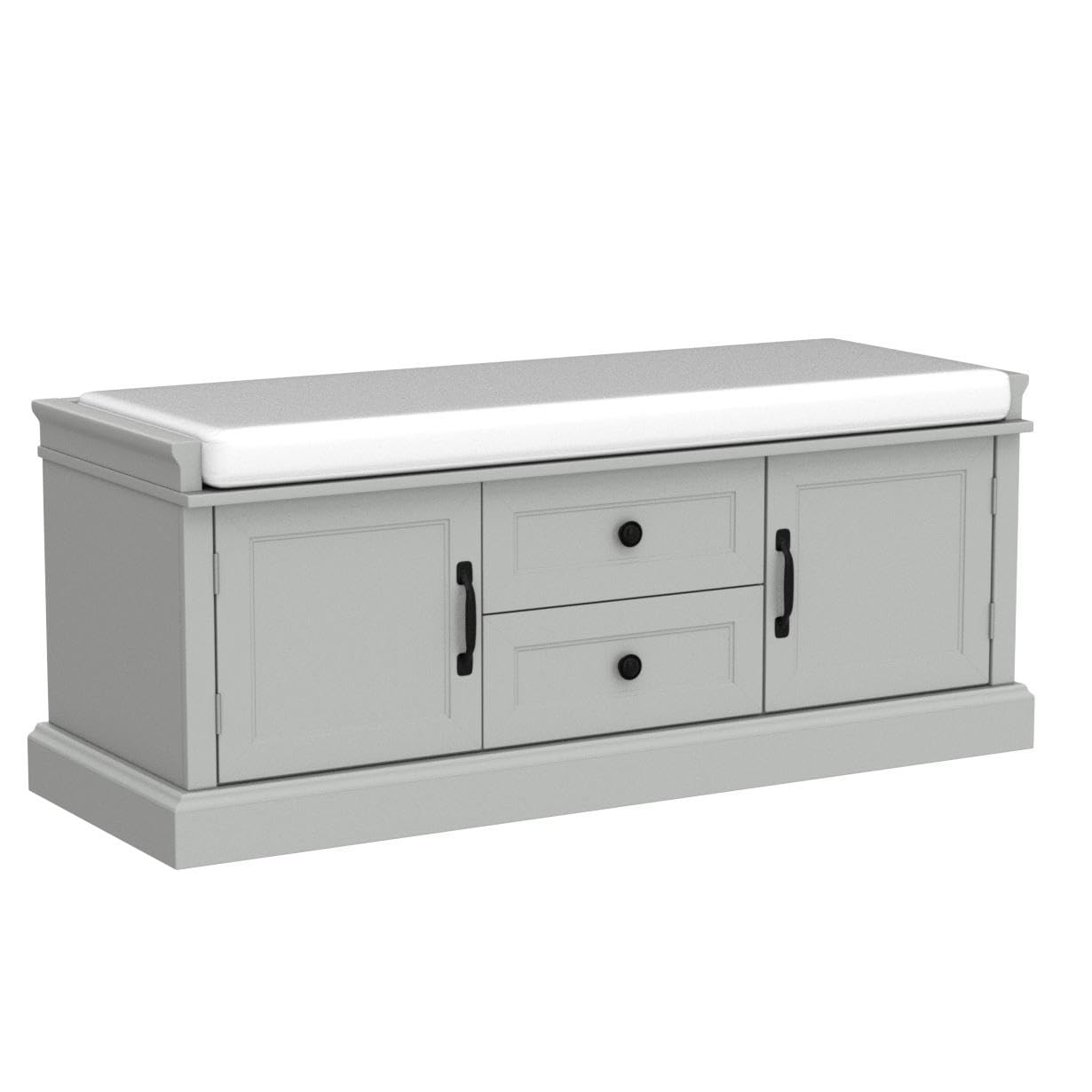 Merax Classic Wood Shoe Storage Bench with Drawers & Seat Cushion - Entryway Hallway Organizer, Front Door Shoe Cabinet with Gray Wash Finish | Perfect for Mudroom, Bedroom Closet & Small Space Organization
