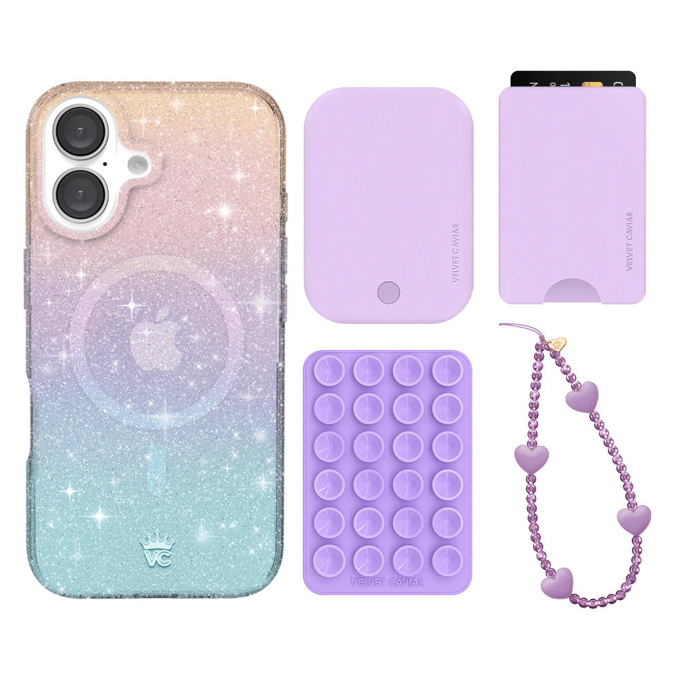 Ombre Stardust iPhone Wallet Case with Card Holder - Slim Protective Phone Cover for iPhone 13/14/15 Pro Max - Perfect for Everyday Use, Travel & Shopping