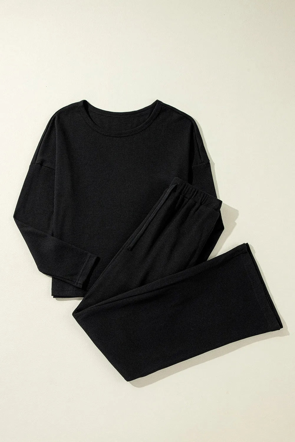 Women's Soft Round Neck Long Sleeve Top & Drawstring Pants Lounge Set - Comfy Casual Outfit for Home, Yoga, Travel & Relaxation