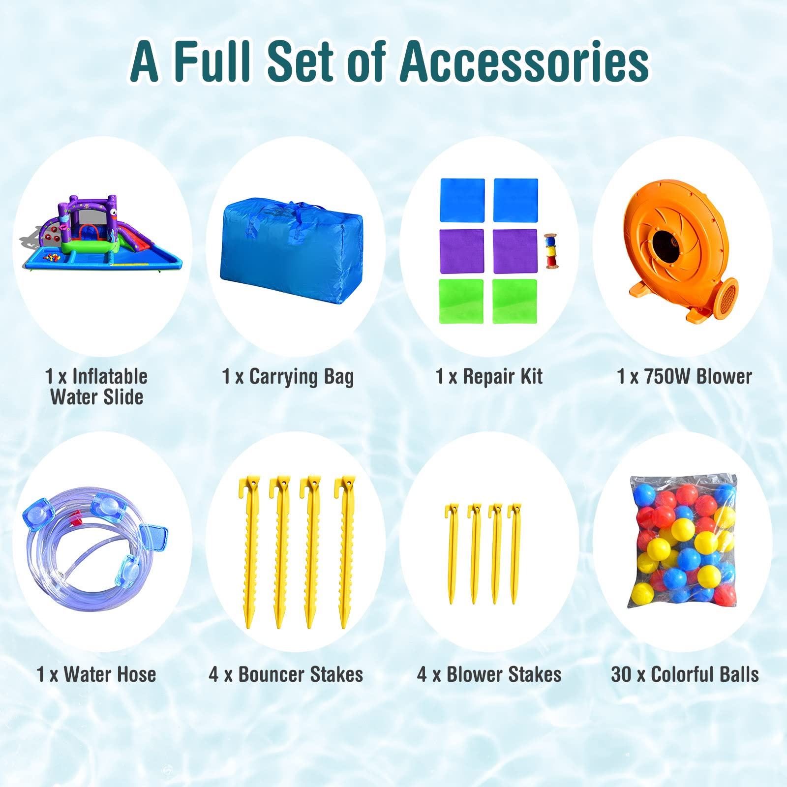 BOUNTECH Inflatable Water Slide with 3 Ball Pits & Splash Pool - 750W Blower Included - Outdoor Octopus Bounce House for Kids & Adults - Perfect for Backyard Parties, Summer Fun & Birthday Gifts