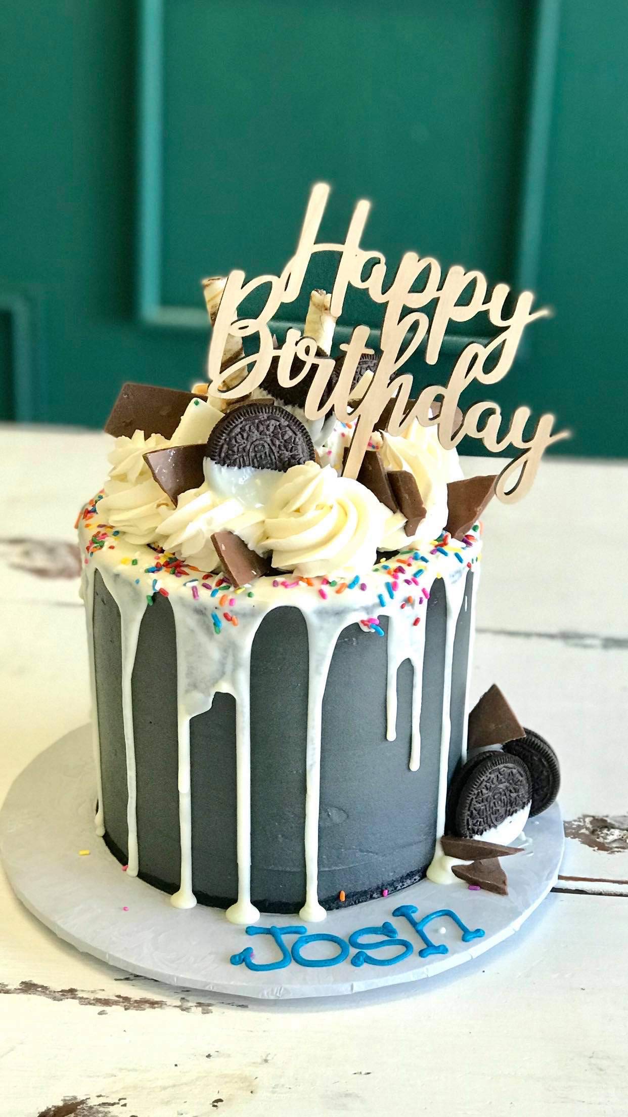Happy Birthday Cake Topper - Unfinished Wooden Cake Decorations for Rustic Birthday Cakes - DIY Customizable Cake Topper for Wedding, Baby Shower & Anniversary Celebrations