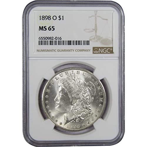 1898 O Morgan Silver Dollar $1 Coin - MS 65 NGC Certified 90% Silver Uncirculated US Coin for Collectors | Perfect for Coin Collections, Historical Displays & Investment Portfolios