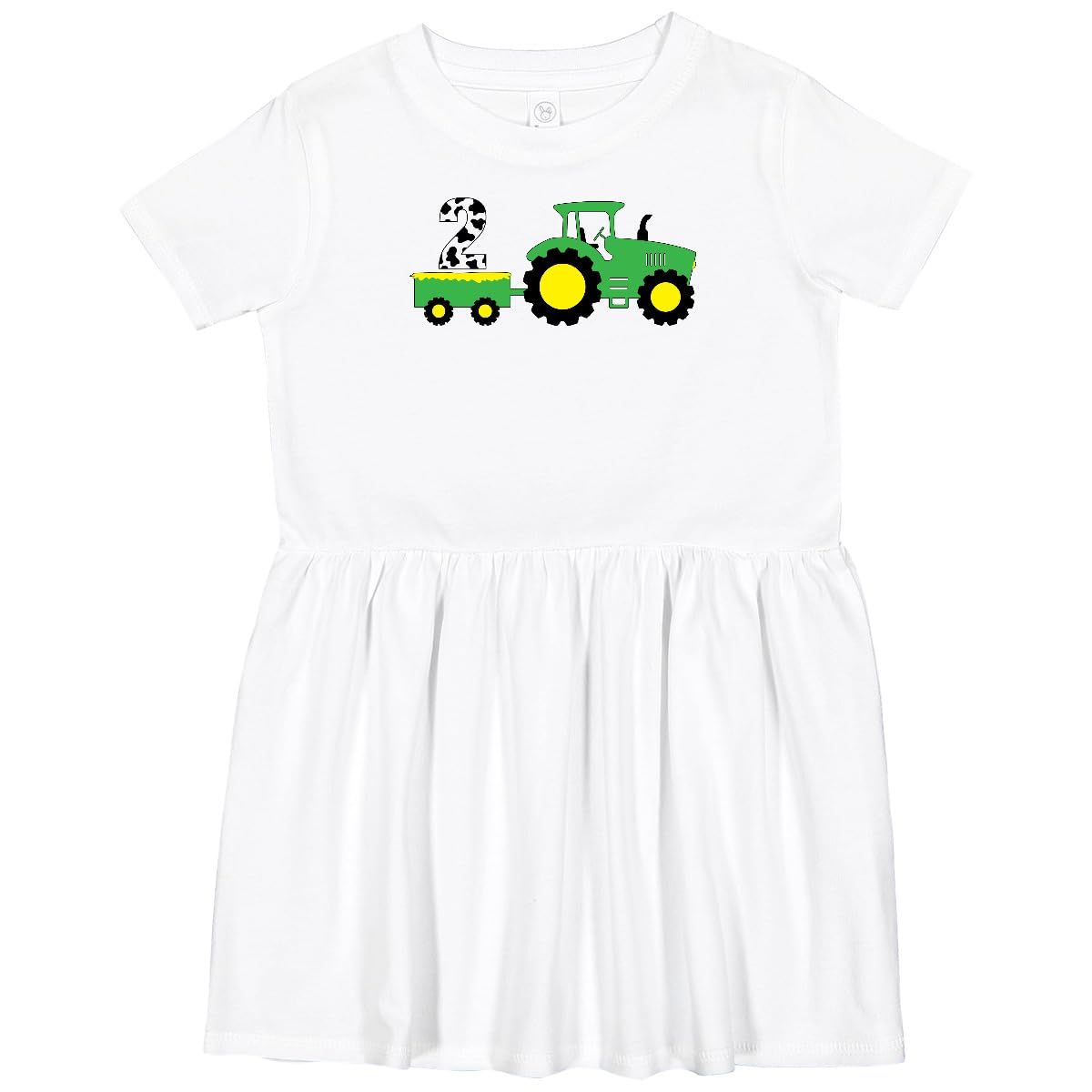 Inktastic Second Birthday Tractor Toddler Dress - Cute Farm Theme Outfit for 2 Year Old Girls, Perfect for Birthday Parties & Farm-Themed Events