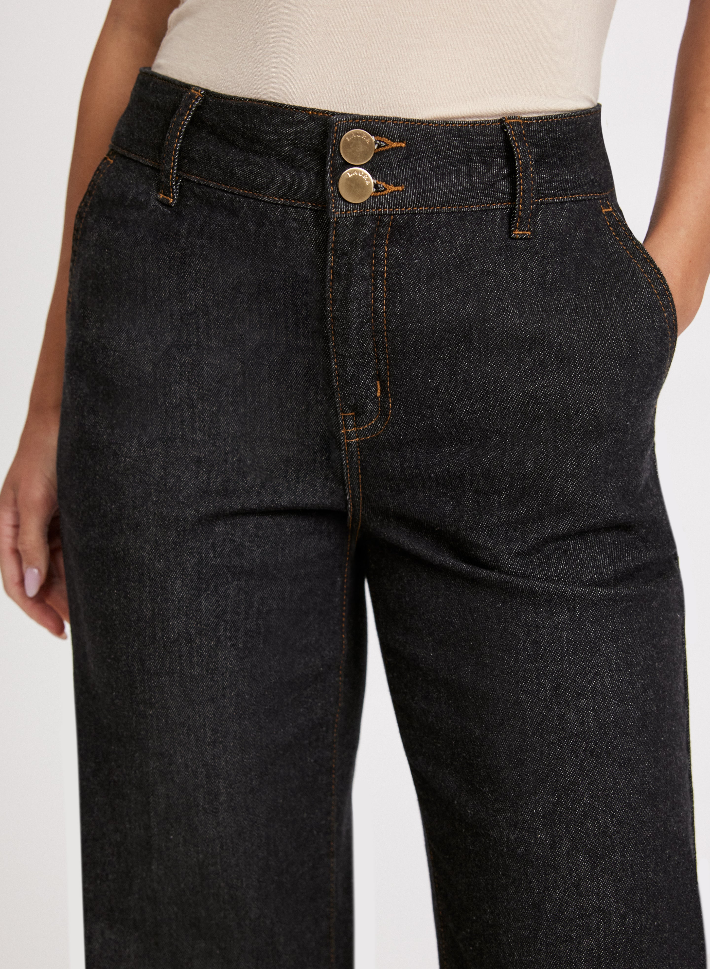 Dark Blue Flare Leg Jeans for Petites - Stretch Denim Comfort Fit (Style 4030331) | Perfect for Casual Wear, Office Outfits & Night Out