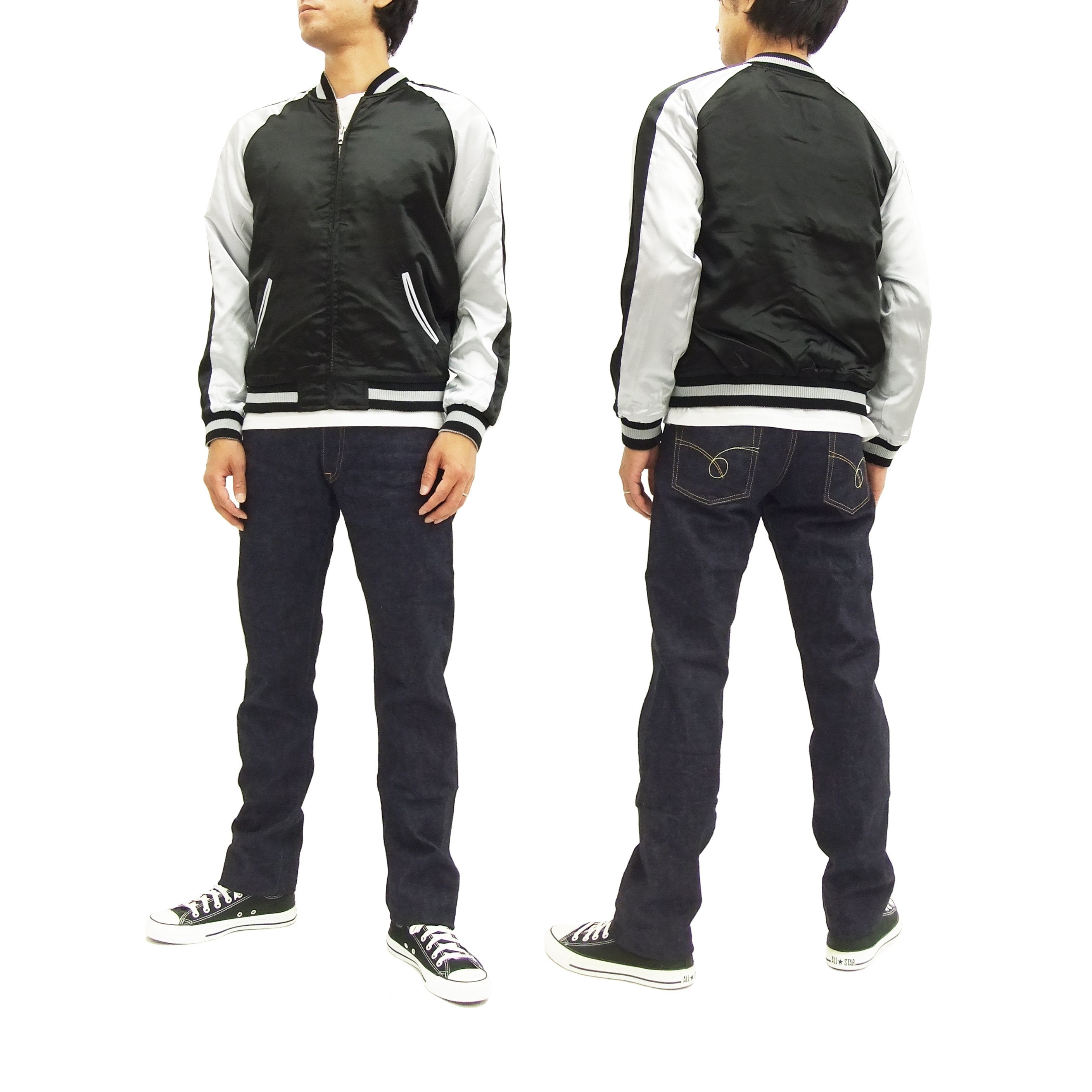 Men's Japanese Souvenir Jacket - ONE PIECE Sukajan Script OPSJ 001 Silver | Vintage Baseball Bomber Style | Perfect for Cosplay, Anime Conventions & Streetwear Fashion