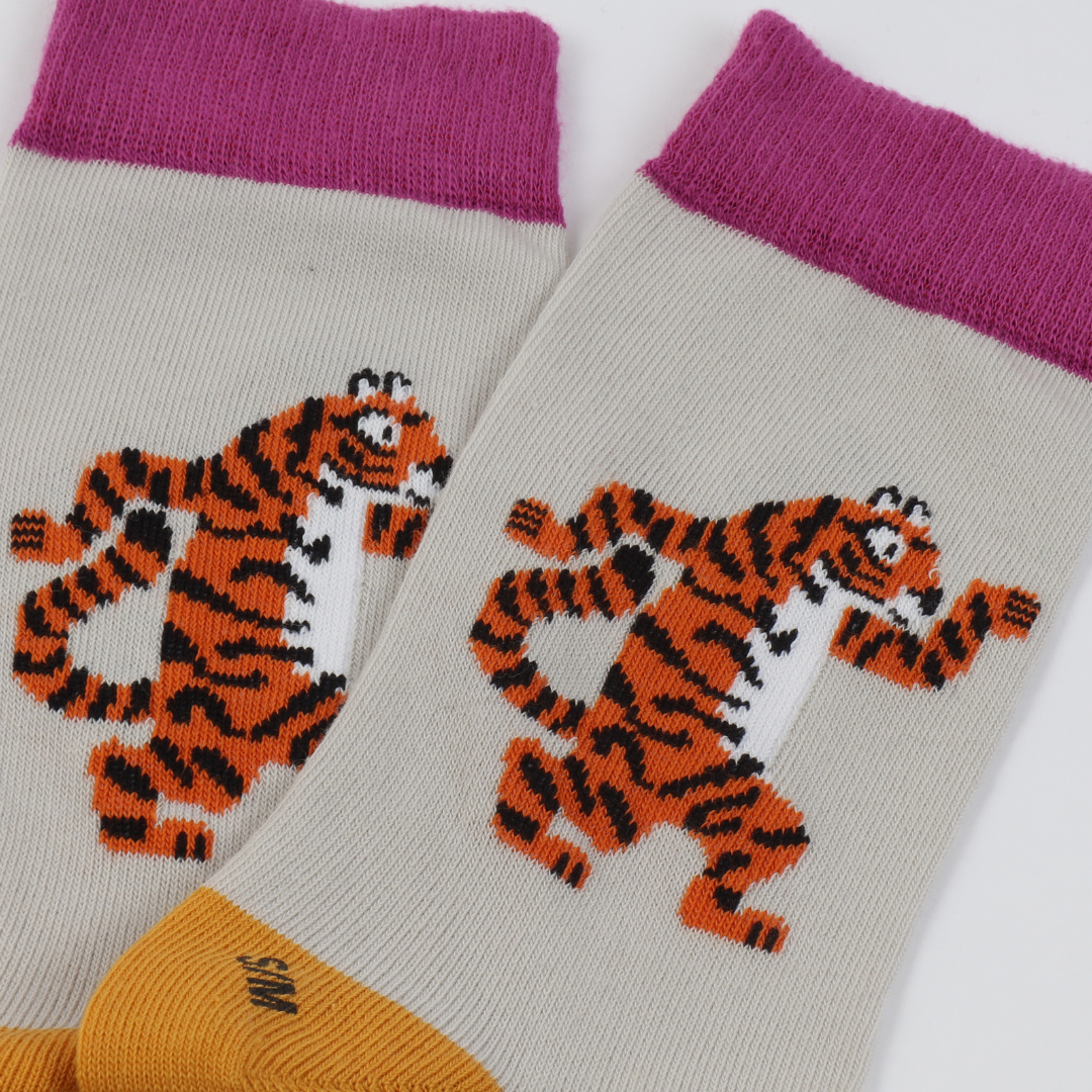 Kids Tiger Cotton Socks - Soft & Comfortable Animal Print Socks for Boys & Girls - Perfect for School, Play & Everyday Wear