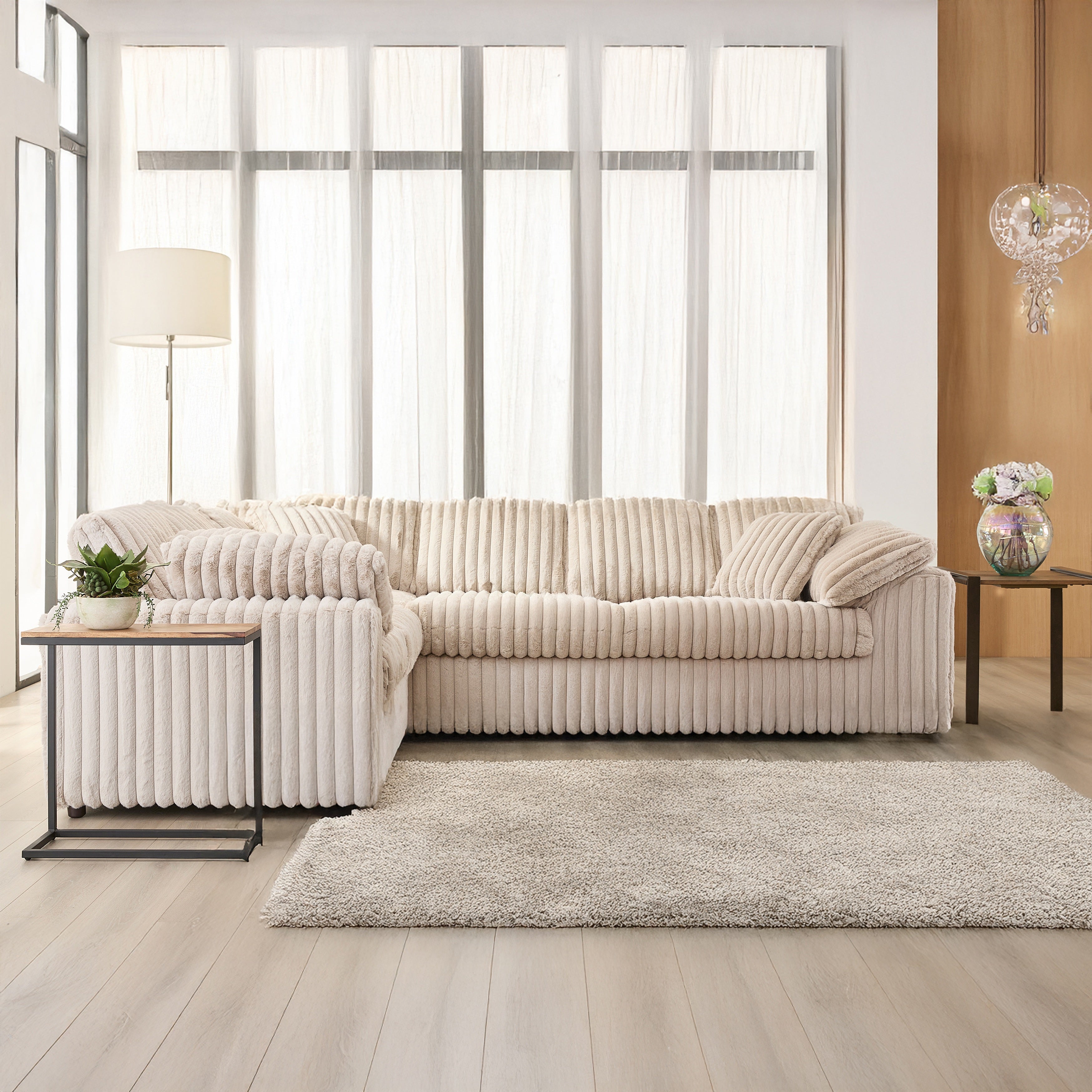 Roundhill Furniture Belvoir L-Shaped Sectional Sofa - Modern Living Room Couch for Small Spaces, Comfortable Upholstered Fabric Sofa Set with Chaise Lounge | Perfect for Apartments, Condos, and Cozy Family Rooms
