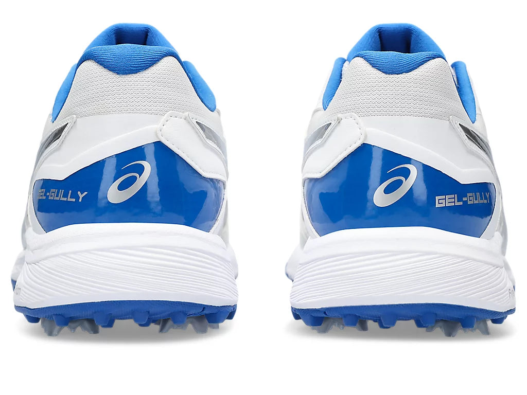 ASICS GEL-GULLY 7 Cricket Shoes - White/Pure Silver Metal Spikes for Enhanced Traction & Performance | Ideal for Professional Cricket Matches & Training