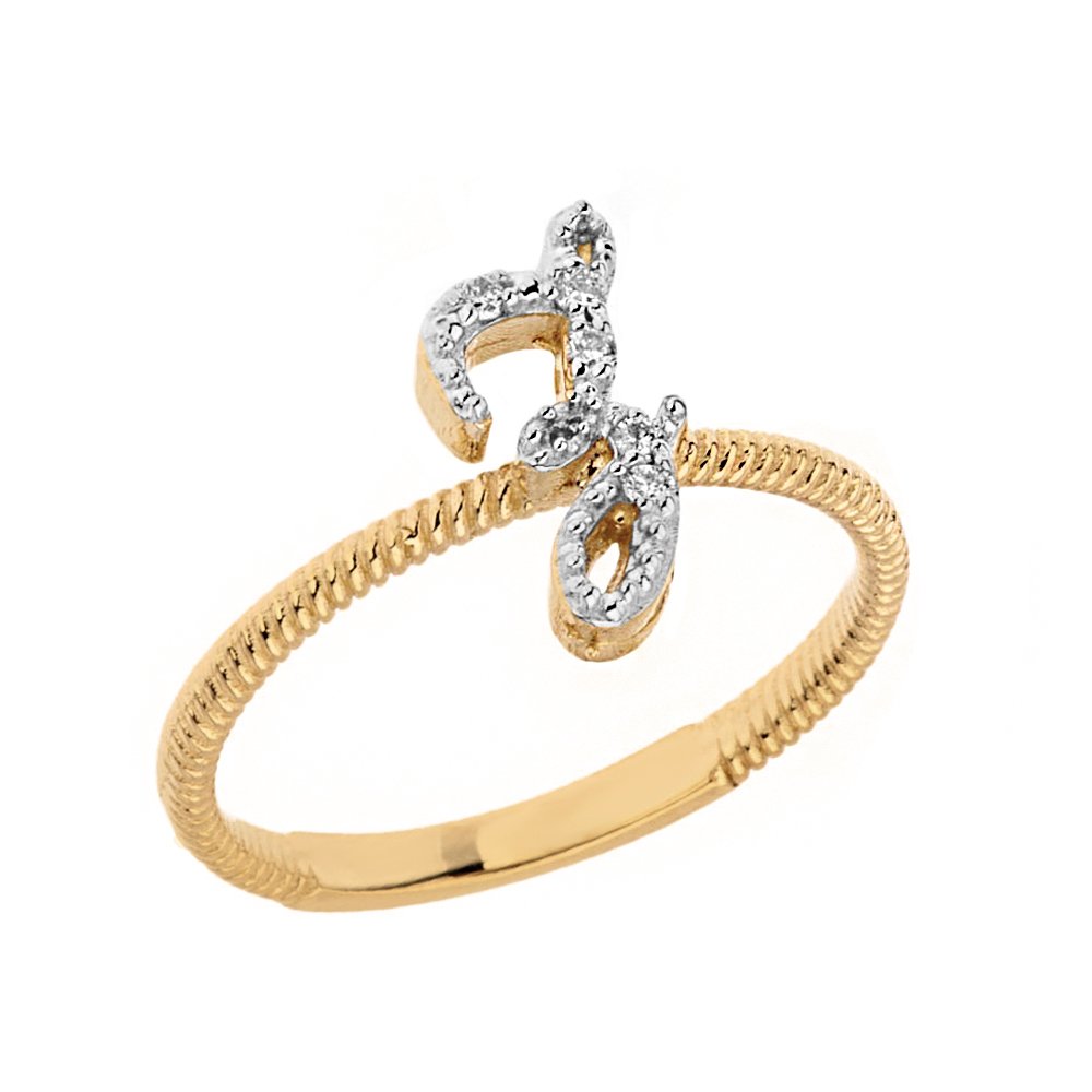 10K Yellow Gold Diamond Initial Letter 