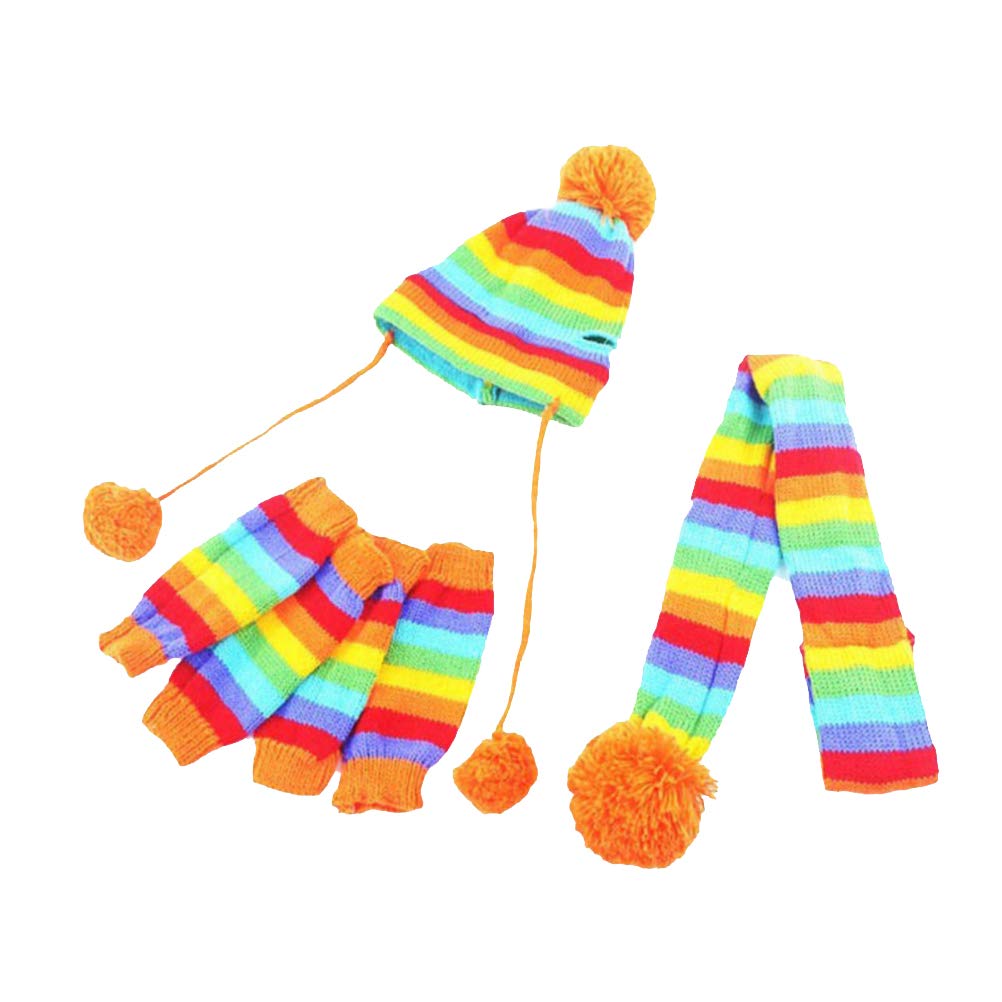1 Set Winter Pet Accessories - Knit Hat, Clothes & Socks for Small Dogs & Cats | Cozy Beanie, Hooded Scarf & Collar for Autumn/Winter | Perfect for Christmas Costumes & Cold Weather Protection