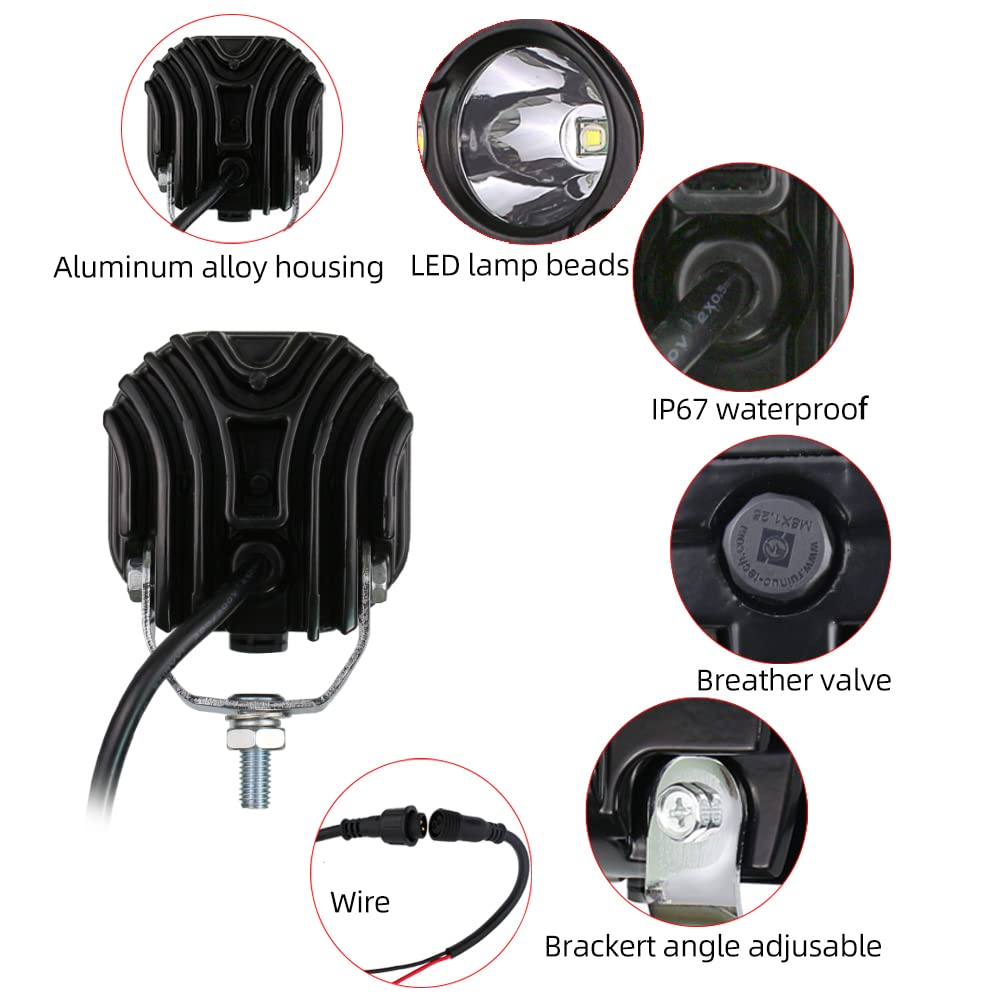 STDYSUN 3 Inch 40W LED Offroad Driving Lights - Super Bright Waterproof Fog Light Pods (2PCS) for Cars, Trucks, ATV, UTV, Boats & Motorcycles - Perfect for Night Off-Roading, Work Lighting & Bumper Auxiliary Lights