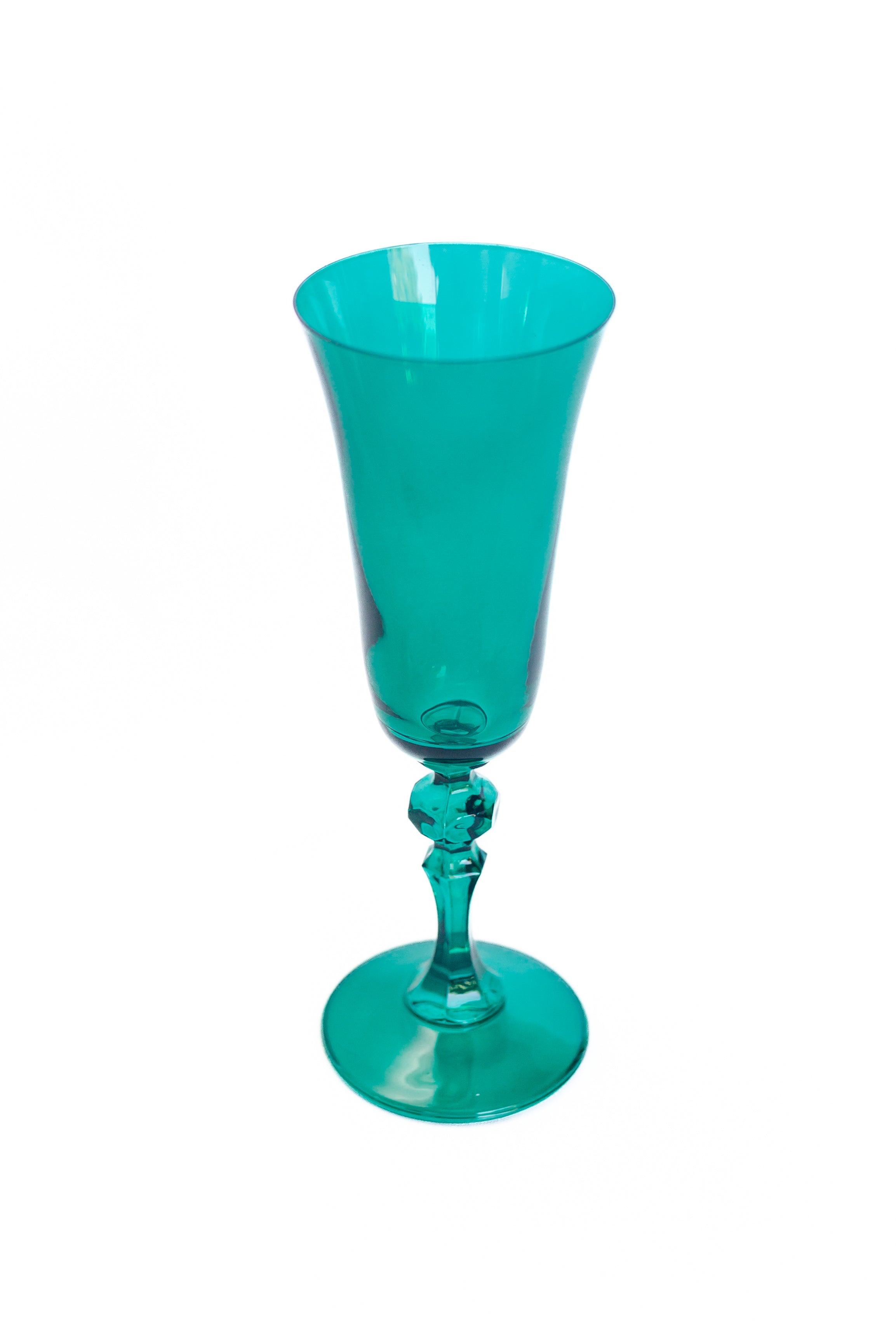 Estelle Colored Regal Flute Set of 2 - Emerald Green Glass Flutes for Champagne, Wine & Cocktails | Elegant Drinkware for Weddings, Parties & Special Occasions