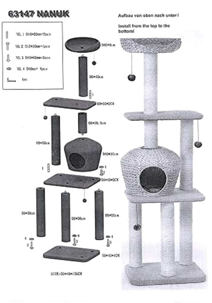Nanuk Cat Play System Tower Tree - Multi-Level Cat Climbing Tree with Scratching Posts & Perches for Indoor Cats - Perfect for Play, Exercise & Relaxation in Your Home
