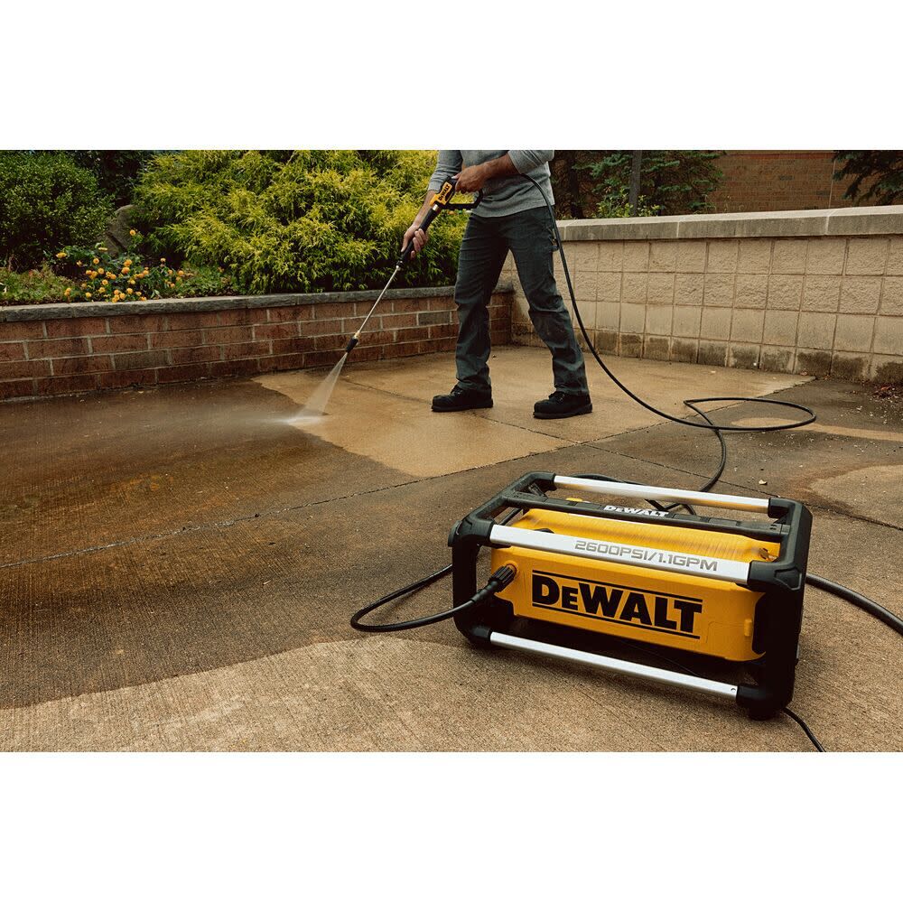 DEWALT DWPW2600 2600 PSI 1.1 GPM Electric Pressure Washer with 4 Nozzles - Perfect for Home Cleaning, Driveway, Deck & Patio Washing