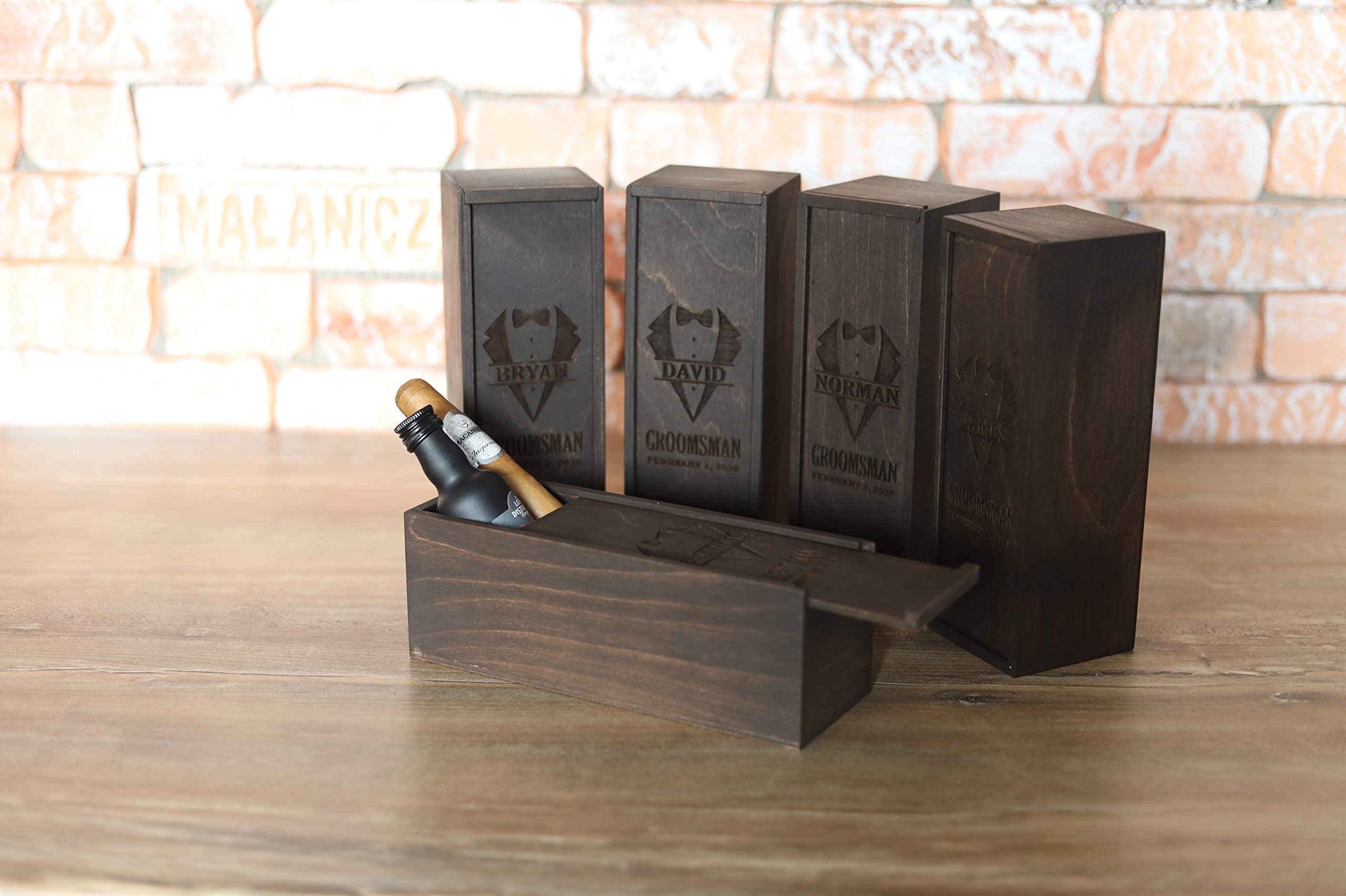 Premium Groomsmen Gift Box Set with Lids - Elegant Cigar & Accessories Box for Men - Best Man Proposal, Birthday, Anniversary Gifts - Perfect for Weddings, Bachelor Parties & Special Occasions