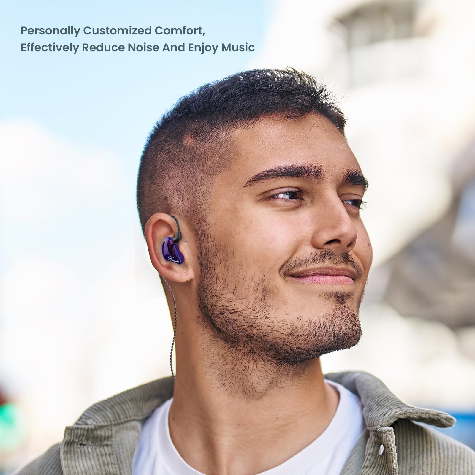 BASN Bmaster Triple Driver in-Ear Monitors with Silver-Plated MMCX Cable - Professional Studio Headphones for Musicians, Sound Engineers & DJs - Perfect for Live Performances, Recording & Mixing (Violet)
