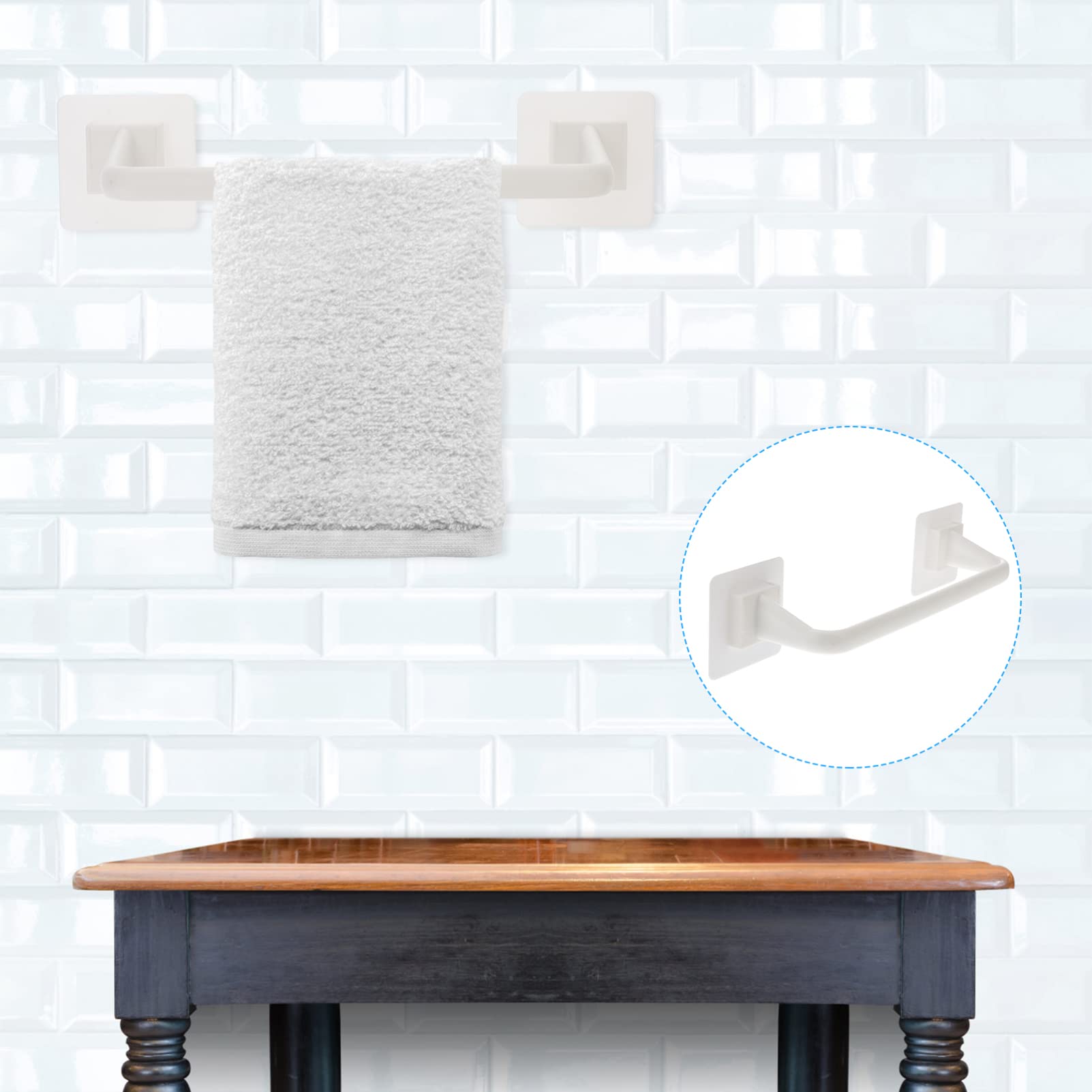 Zerodeko No Trace Adhesive Towel Rack - Wall Mounted Bathroom Towel Organizer, White - Perfect for Shower, Kitchen & Small Space Storage