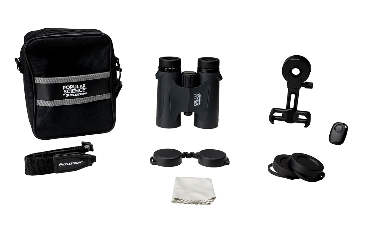 Celestron Outland X 10x32mm Roof Prism Binoculars with Smartphone Adapter & Bluetooth Remote - Compact Waterproof Binoculars for Bird Watching, Hiking, Concerts, and Outdoor Adventures