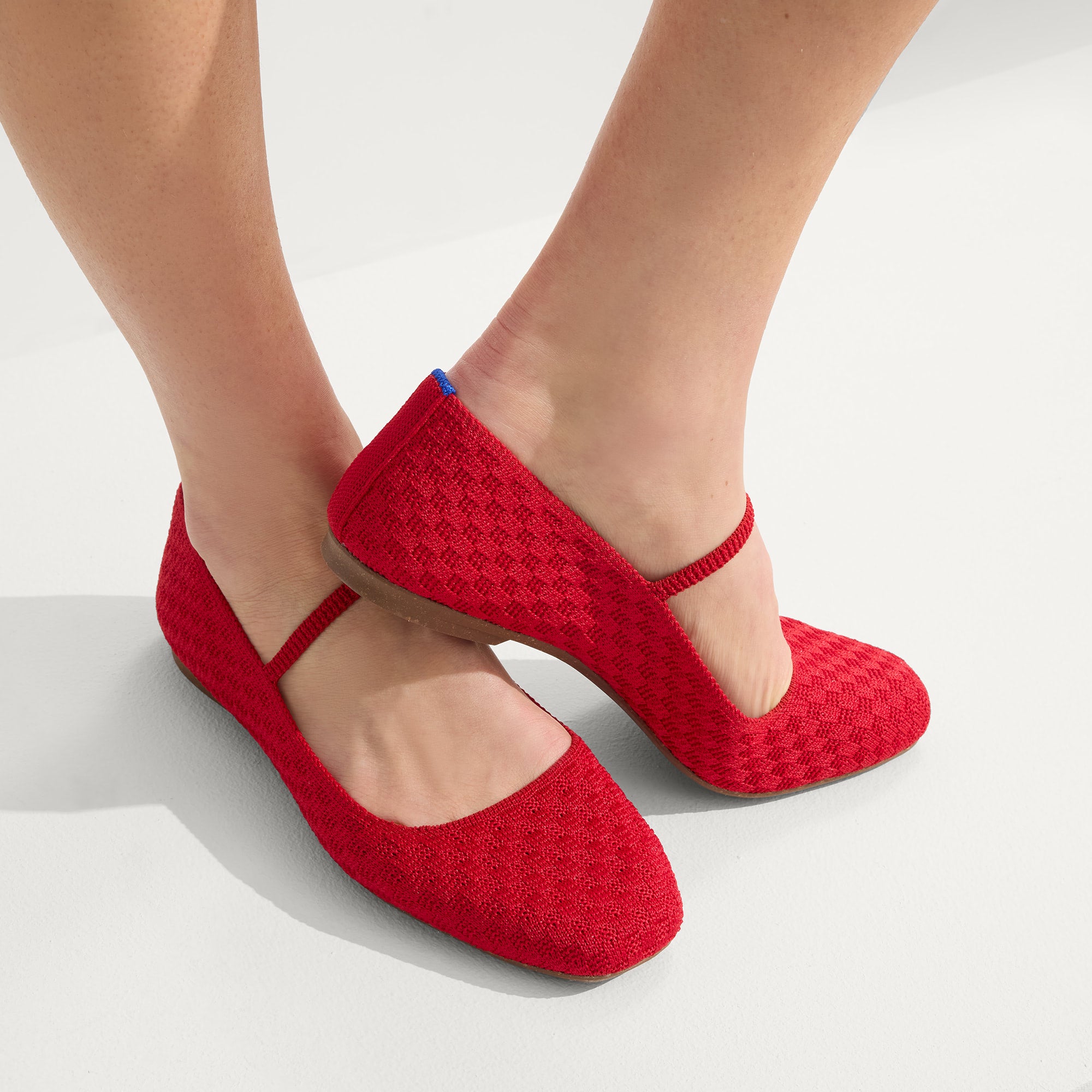 Max Square Mary Jane Shoes - Red Crisp Basketweave Flats for Women | Comfortable & Stylish for Work, Office & Casual Outfits