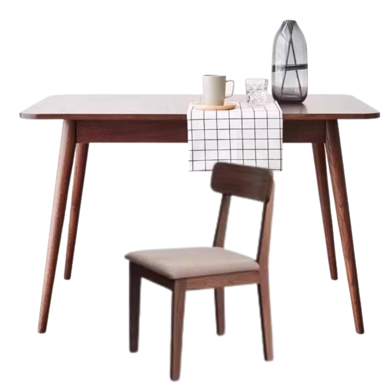 Solid Oak & Black Walnut Extendable Folding Dining Table - Expandable Wooden Table for Small Spaces, Dinner Parties & Family Gatherings