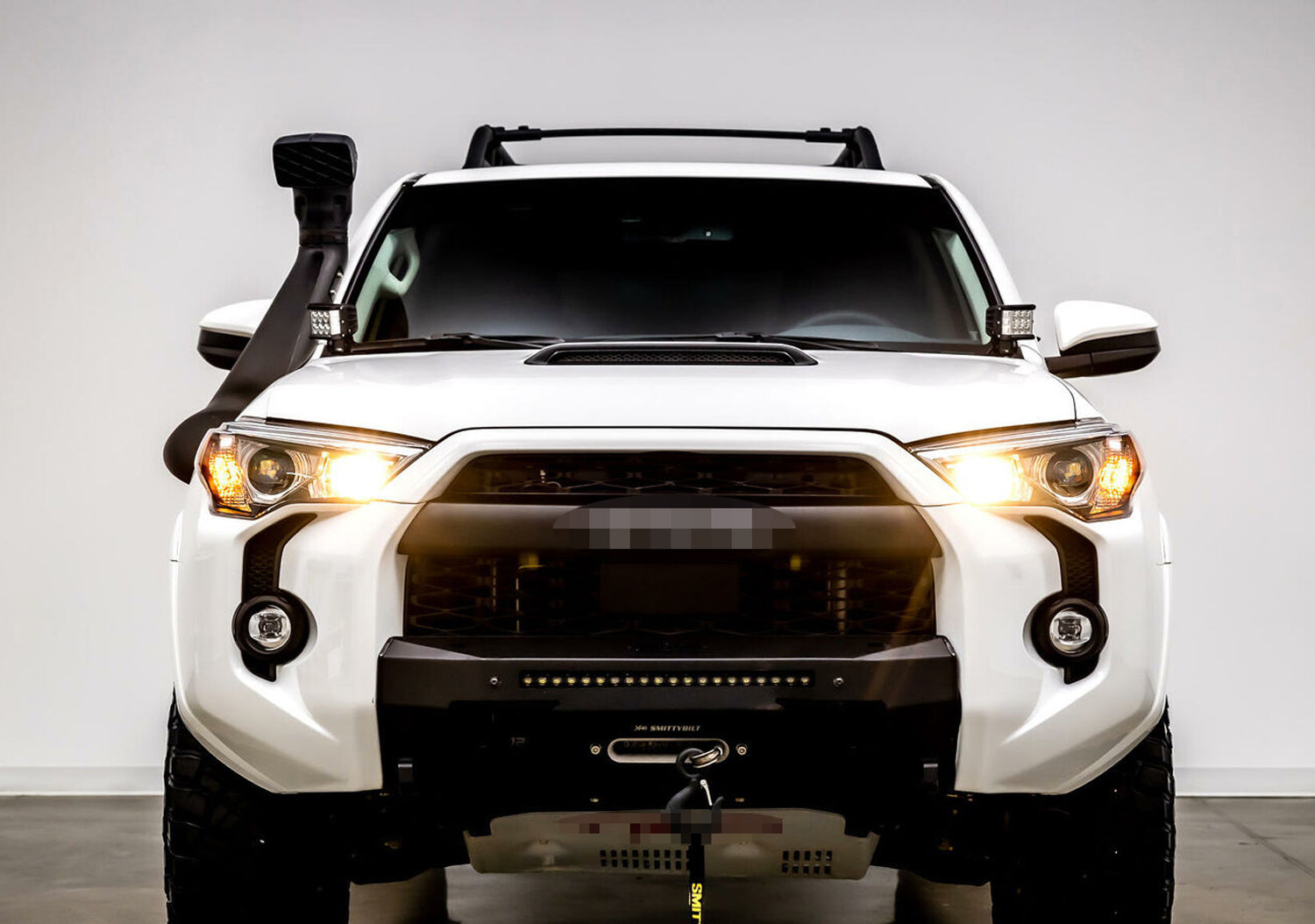 36W White LED A-Pillar SS Pod Light Kit with Amber Strobe for 2014-2022 Toyota 4Runner - Off-Road Lighting for Night Driving & Emergency Signaling