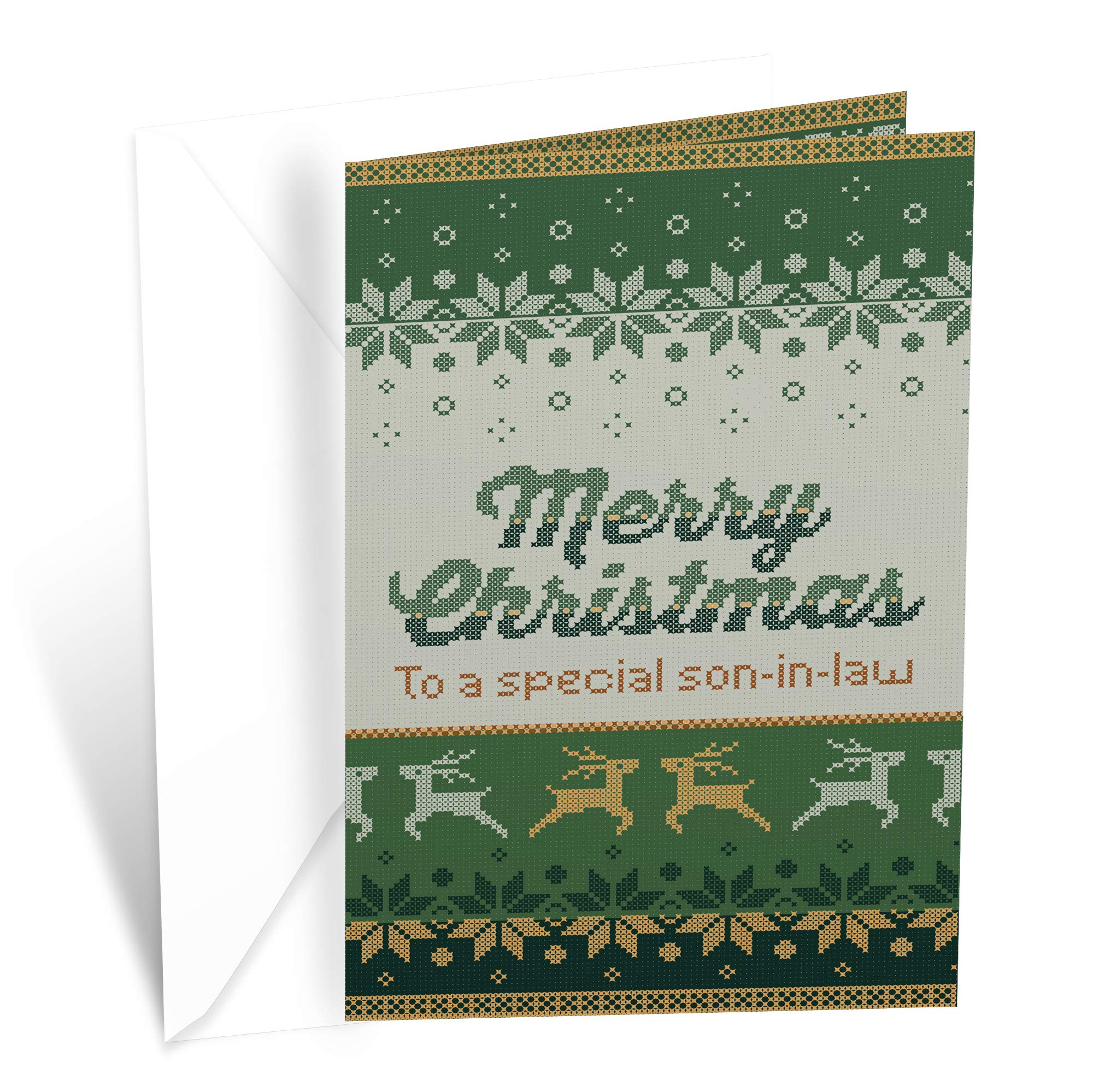 Premium Christmas Card for Son-in-Law - 5x7.75 Inch Eco-Friendly Greeting Card with Envelope - Made in USA - Thick Cardstock - Perfect for Holiday Gifts, Family Celebrations & Festive Mailings