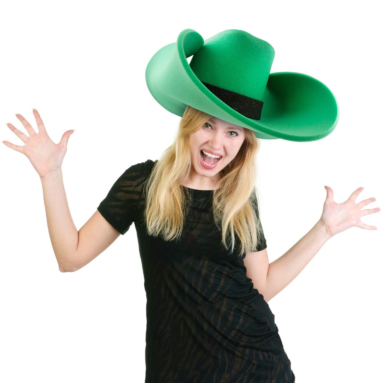 FUNSTITUTION Oversized Yellow Foam Cowboy Hat for Adults & Kids - Giant Silly Costume Hat for Western Parties, Halloween & Crazy Fun Events - Funny Novelty Hat for Dress Up & Photo Props