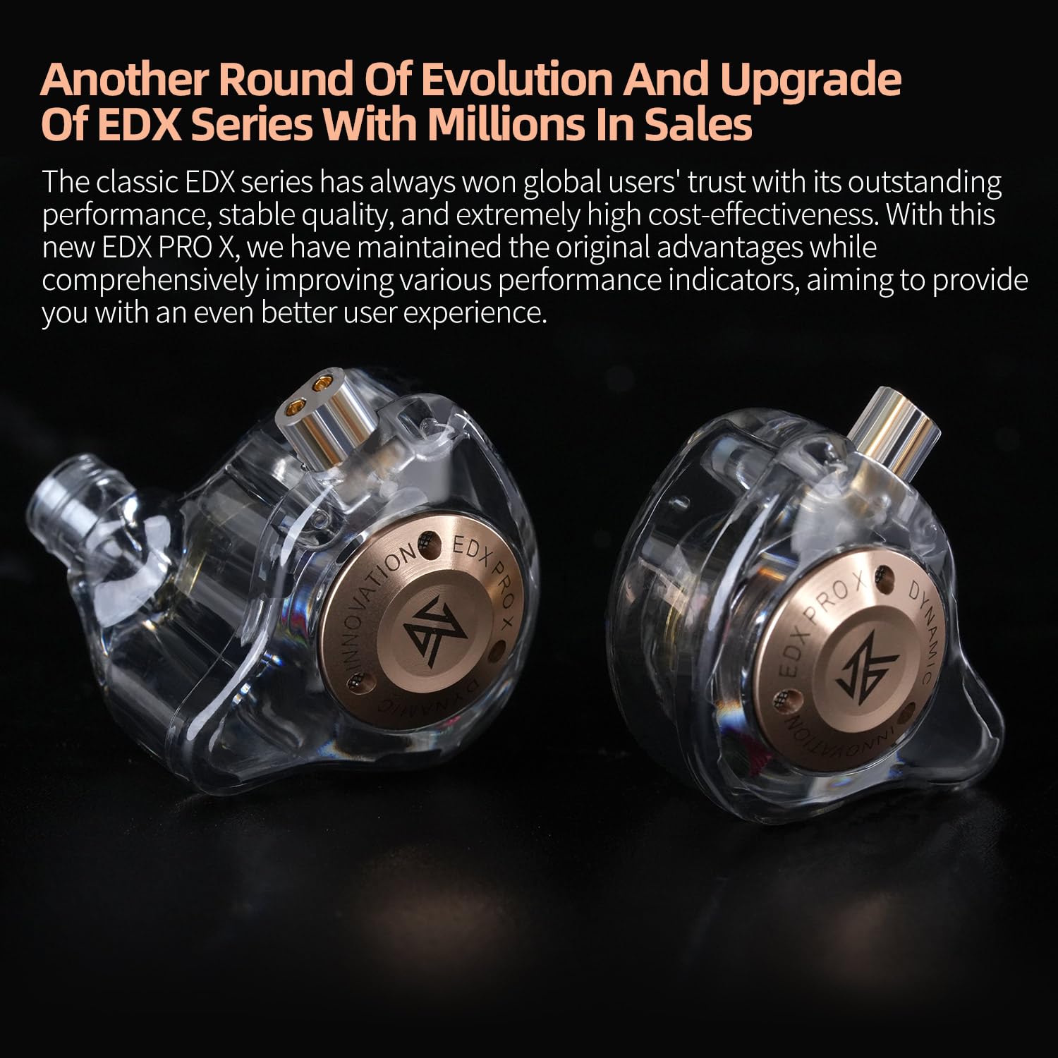 KZ EDX PRO X HiFi In-Ear Monitor Earbuds - High Resolution Sports Earphones with 0.75mm Detachable Cable, Powerful Bass for Audiophiles (Crystal Clear, No Mic) - Perfect for Gym, Running, Music Production & Studio Monitoring