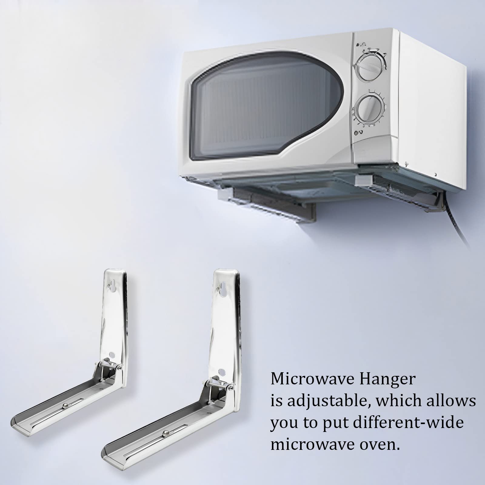 Stainless Steel Microwave Wall Mount Bracket - Foldable Hanger Rack for Kitchen Space Saving | Perfect for Small Apartments, Dorms & RVs