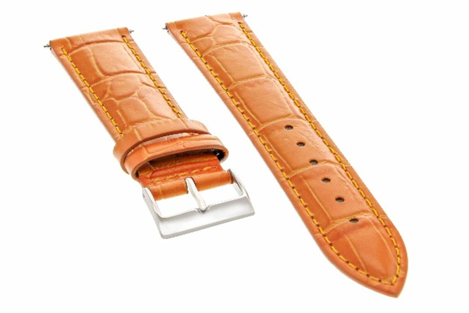 **18mm Italian Genuine Leather Watch Band Strap - Compatible with Rolex Cellini - Orange - Premium Replacement for Luxury Watches | Perfect for Business, Casual & Formal Occasions**