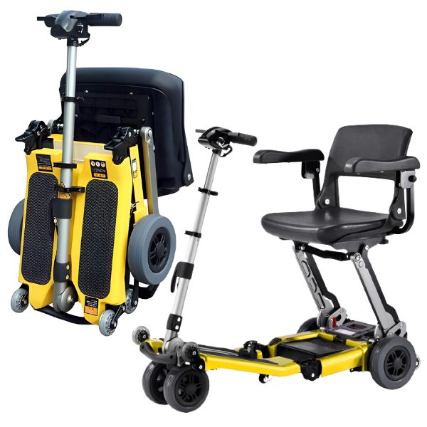 FreeRider USA Luggie Elite 4-Wheel Bariatric Foldable Travel Scooter - Heavy Duty Mobility Scooter for Adults & Seniors - Perfect for Airports, Shopping Malls & Outdoor Adventures