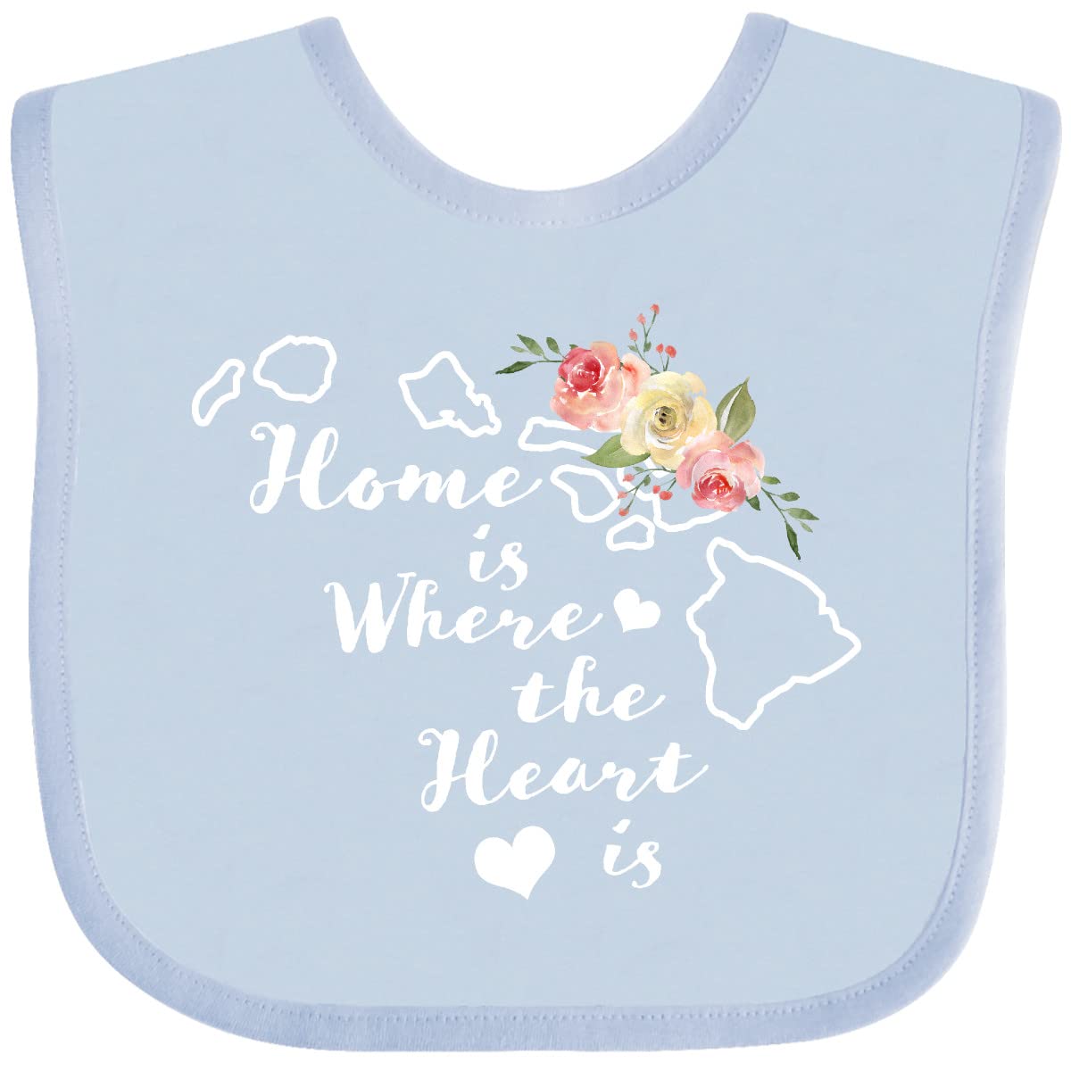 Inktastic Hawaii Home Is Where the Heart Is Watercolor Floral Baby Bib - Soft & Absorbent for Newborns, Infants - Perfect for Feeding, Drooling, Photo Shoots & Everyday Use