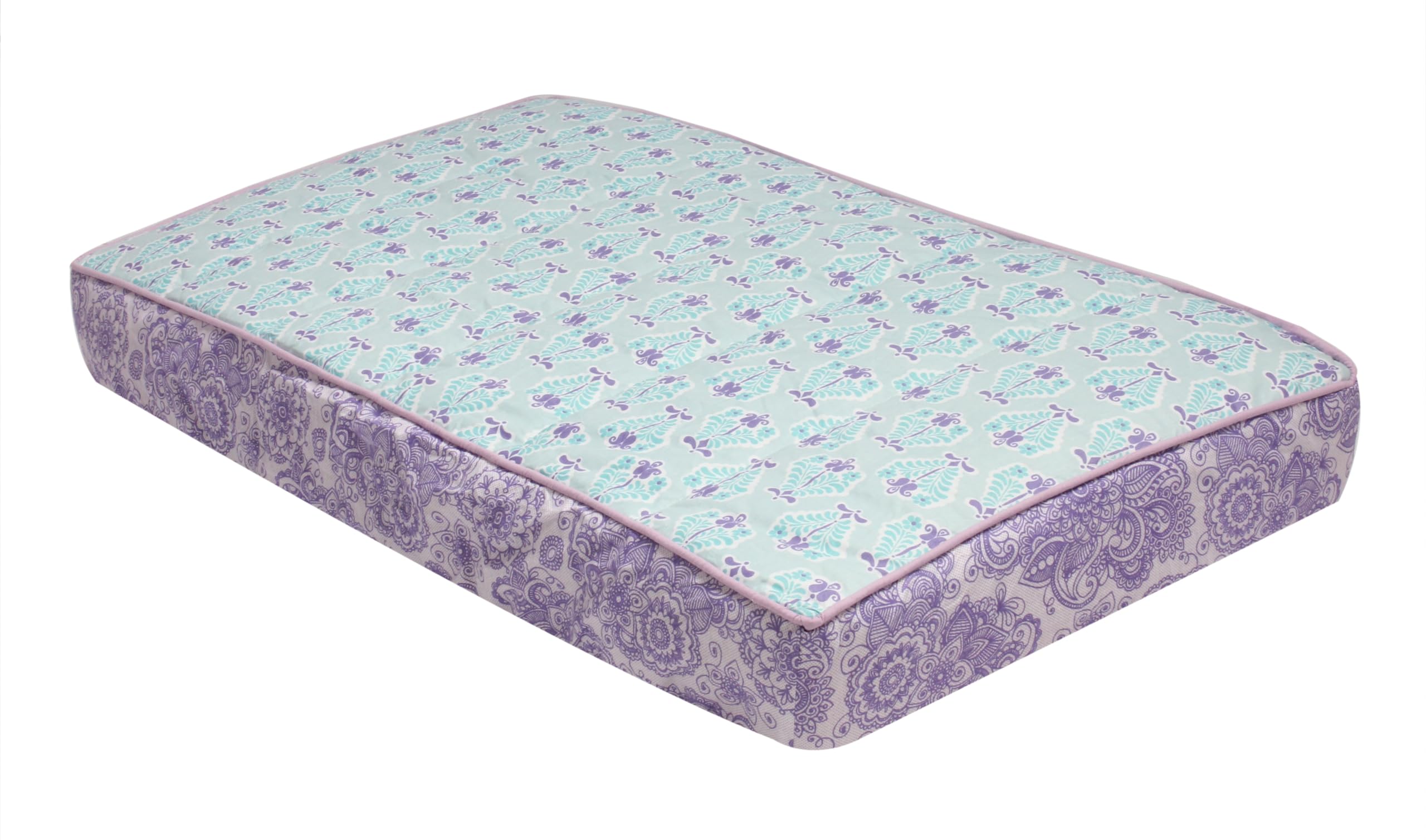 Bacati Paisley Floral Quilted Changing Pad Cover - Soft Baby Nursery Changing Table Cover in Lilac, Purple & Aqua Floret Pattern | Waterproof & Washable for Diaper Changing Station