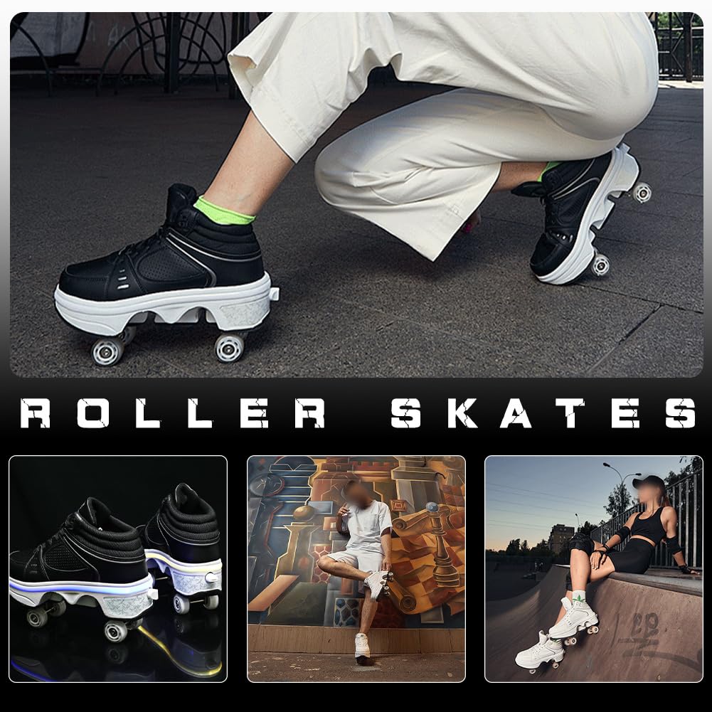 Women's Double-Row Quad Roller Skates - Detachable Wheel Shoes for Girls & Boys | Unisex Skating Shoes for Outdoor Fun, Fitness & Roller Rinks